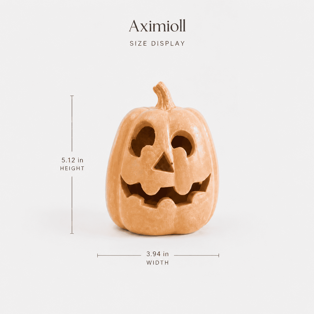 Halloween Handcrafted Jack-O'-Lantern, 5.5" Hand-Carved Pumpkin Decor, Durable Kiln-Fired Autumn Halloween Centerpiece for Indoor Tabletop, Mantle & Fall Home Decoration 2026