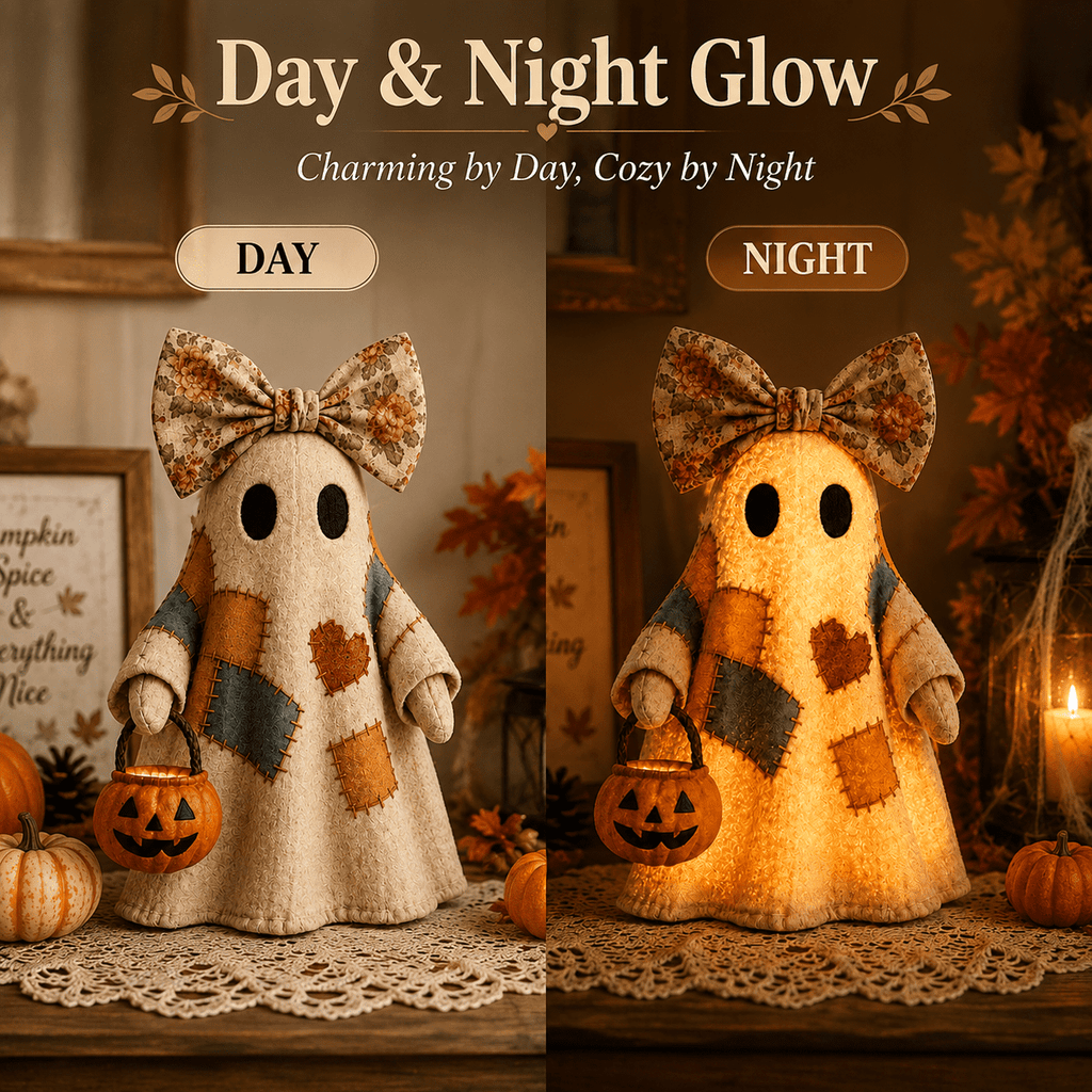 Diceymbol Halloween Decorations and Fall Decor, Halloween Venue Decoration Ghost Props LED Illuminated Ghost Decorations for Tabletop, Mantel, Shelf Indoor Outdoor 9.05 inch