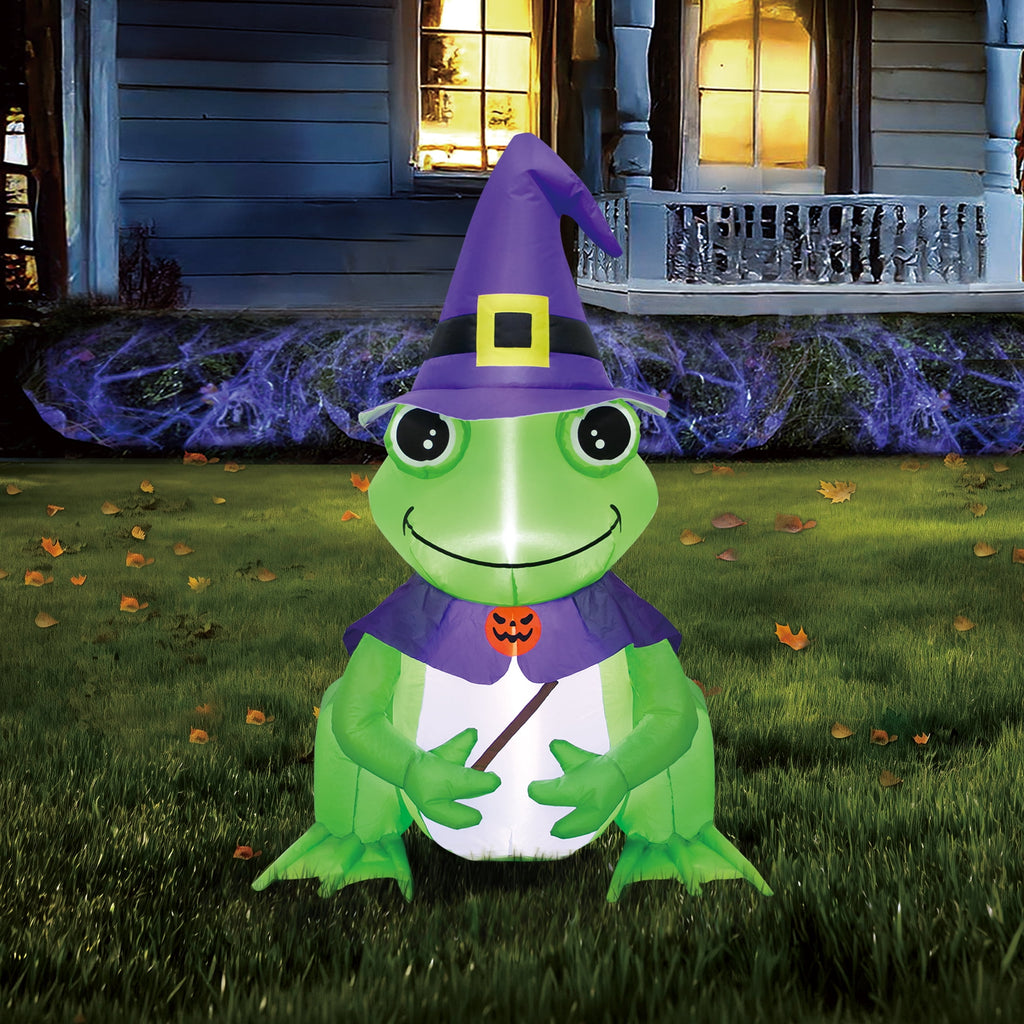 Wizard Frog Airblown Yard Inflatable, Purple and Green, 3.5', Halloween by Way To Celebrate