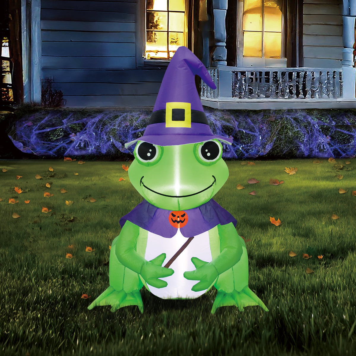 Wizard Frog Airblown Yard Inflatable, Purple and Green, 3.5', Halloween by Way To Celebrate