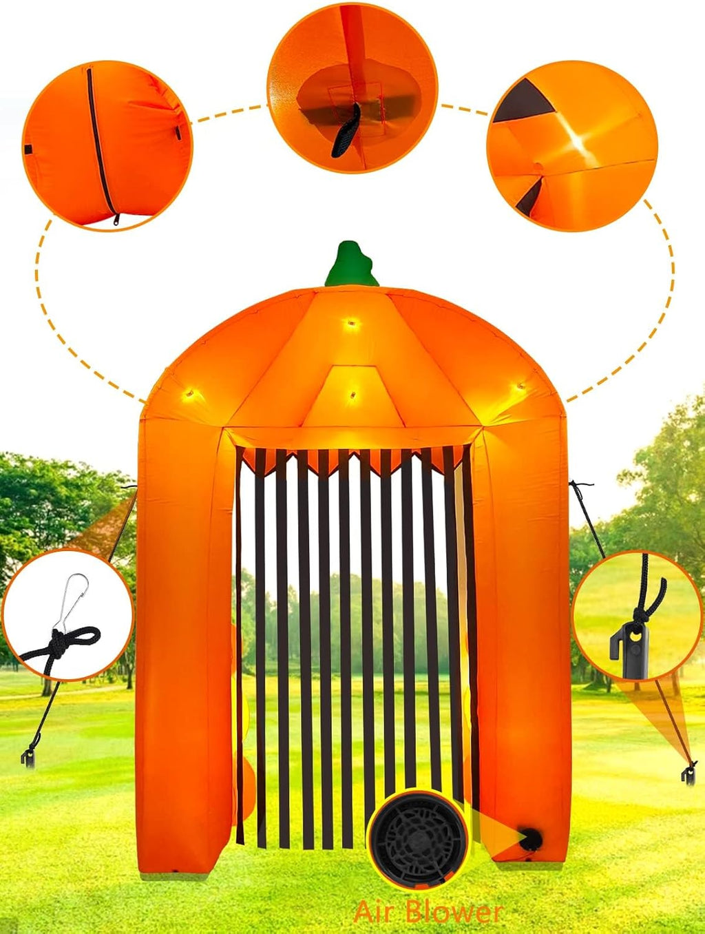 Kalolary 9.5ft Halloween Inflatable Pumpkin Arch with LED Lights - Outdoor/Indoor Yard Decoration for Halloween Party & Home