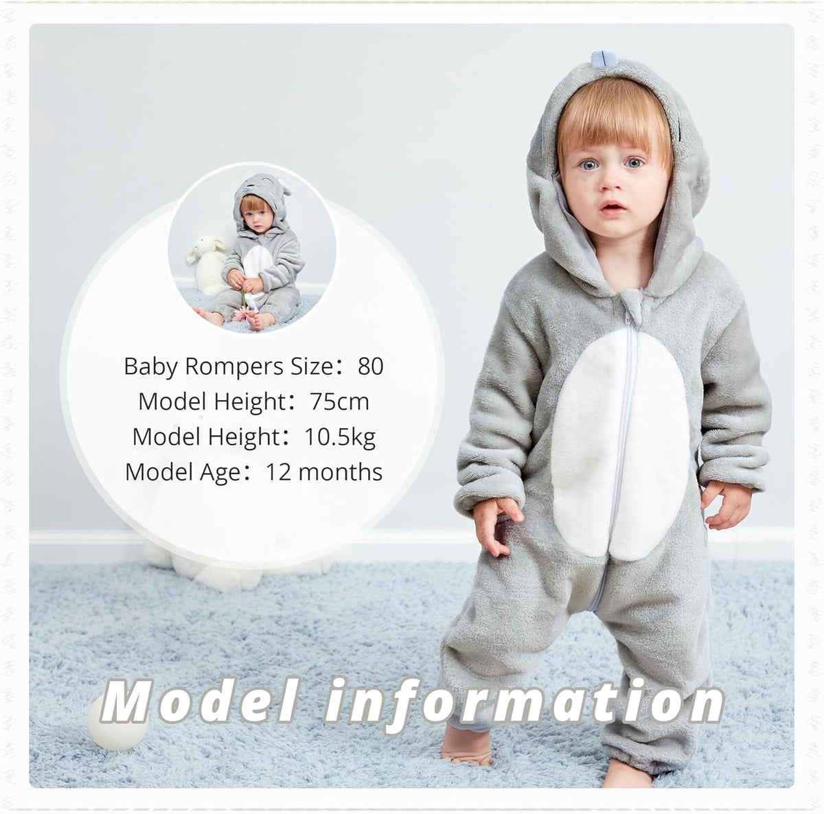 WIBACKER 0-3T Unisex Baby Animal Costume Winter Autumn Flannel Hooded Romper Christmas and Halloween Panda Cosplay Jumpsuit