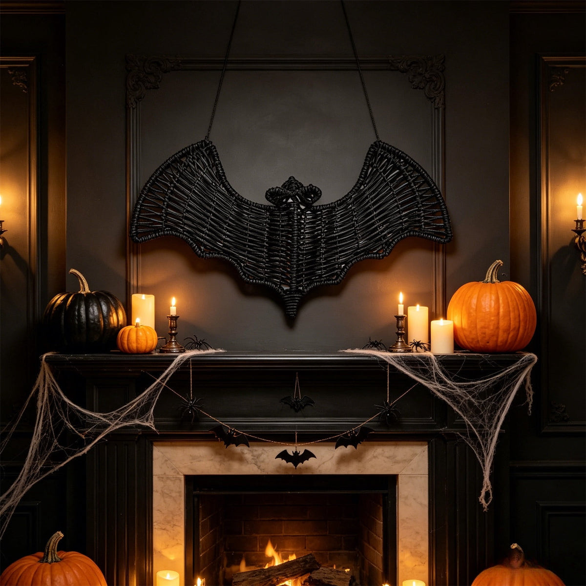 Clearance Halloween Hanging Bat Decoration, 3D Hand-Made Woven Bat Decor, Realistic Scary Fake Black Hanging Flying Bat, Spooky for Indoor Outdoor Yard Porch Lawn Decorations