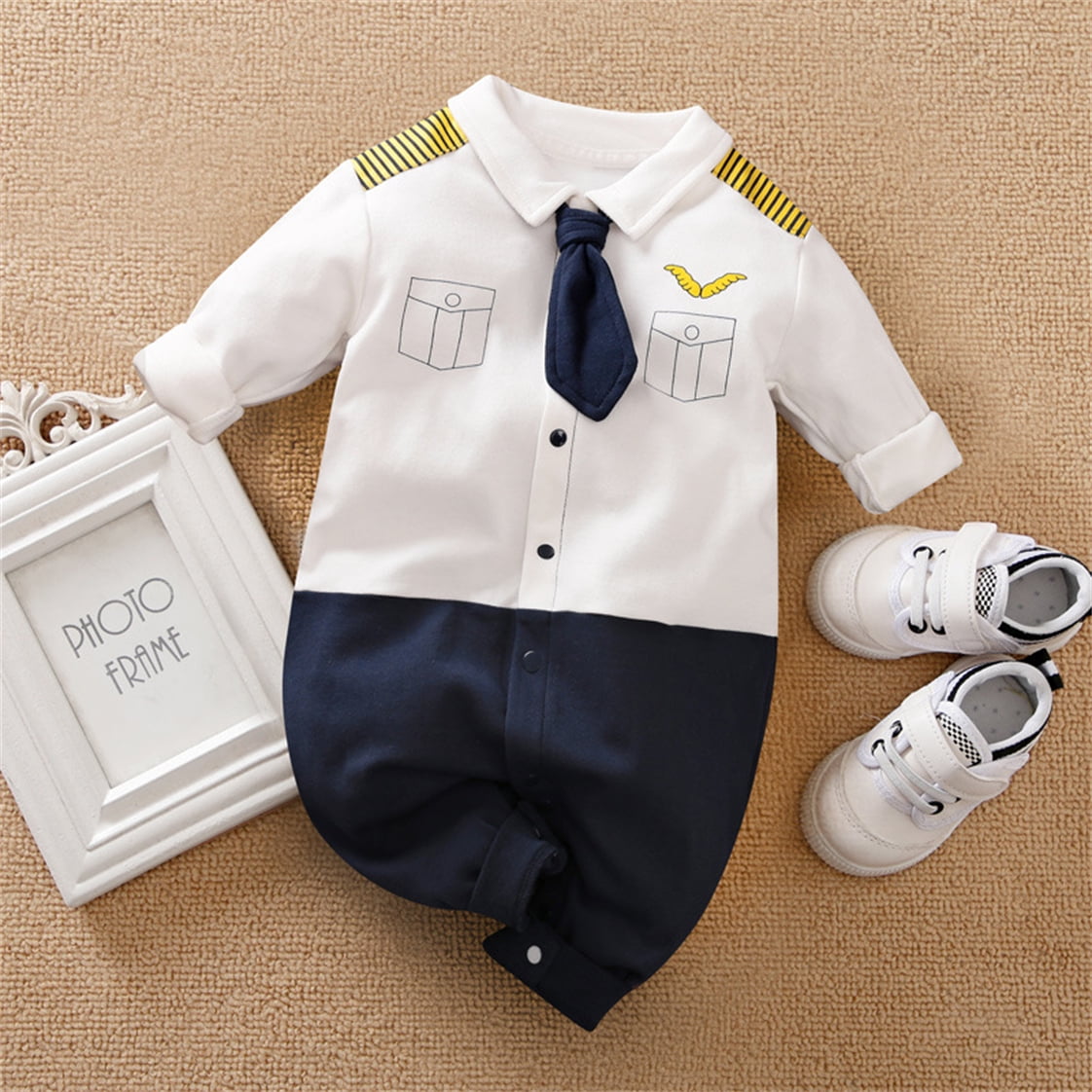 WIBACKER Baby Infant Boy Armor Printed Outfits 100% Cotton Newborn Boy Cosplay Party Jumpsuit Halloween Christmas Rompers