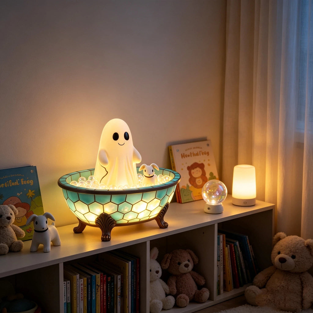 YZEGDCH Halloween 3D Ghost Campfire Flickering Night Light 2 Funny Roasting Marshmallows at Campfire LED Electric Faux Flameless Campfire Nightlight Funny Halloween Decor