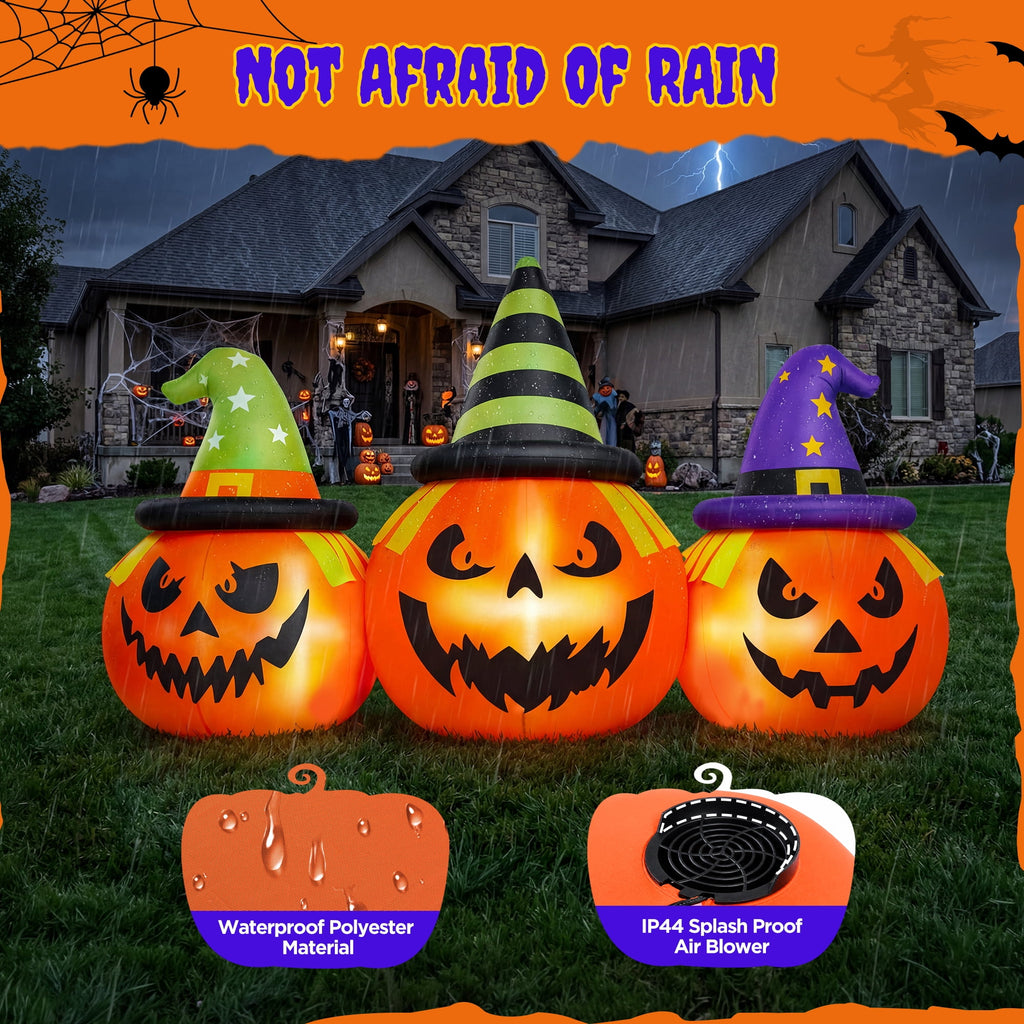 Firstness 6FT Halloween Inflatable Pumpkins Decorations with LED Lights, Halloween Blow Ups Decoration for Home Party