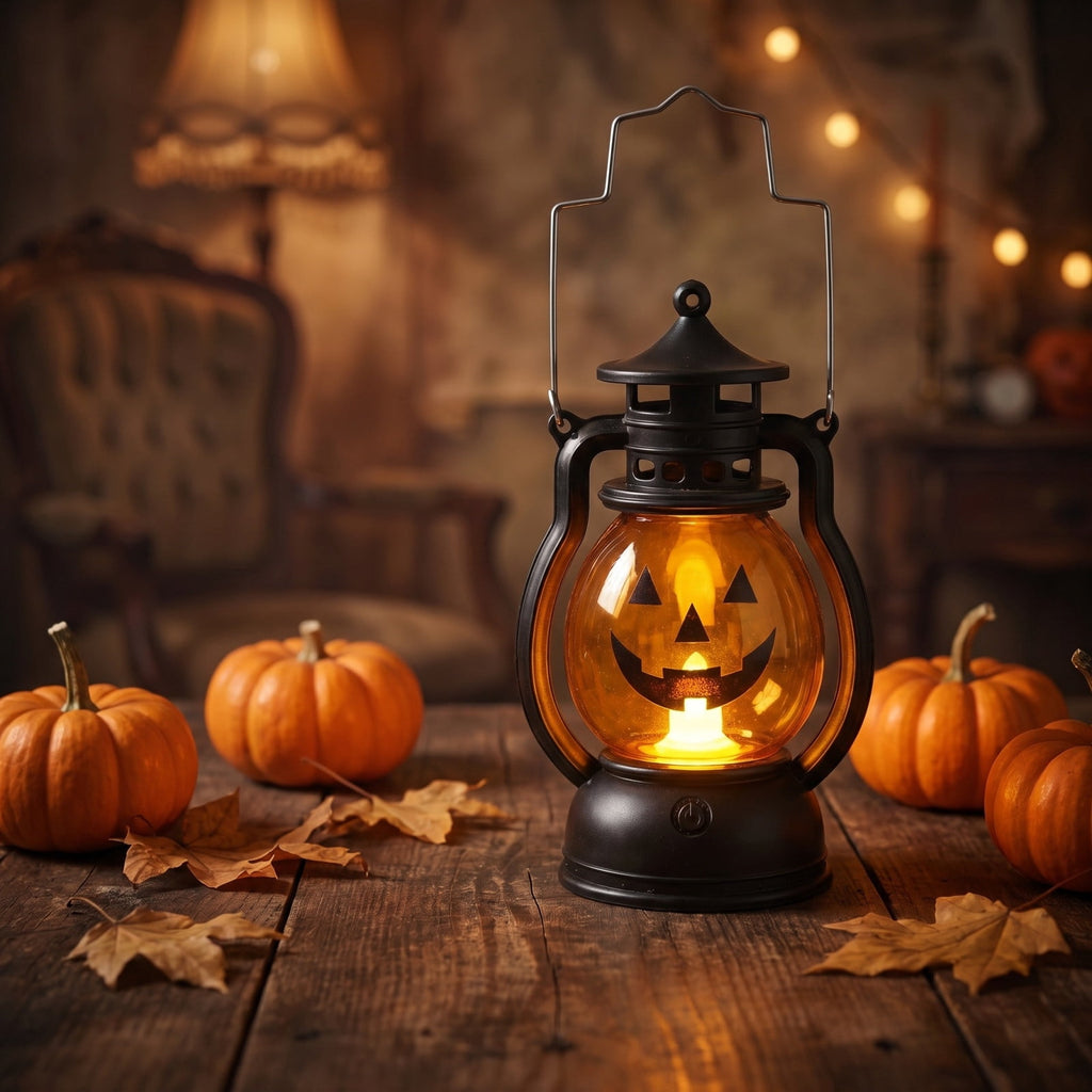 Cheapark Halloween Lanterns Decorations, Battery Operated Black Pumpkin Witch Lanterns, Flickering Light For Indoor Party Home Decor