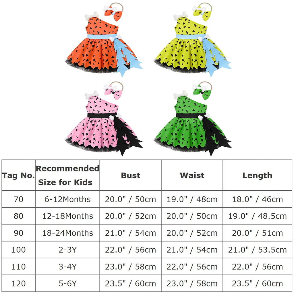Kids Baby Bam Bam Costume Flintstone Costume Caveman Cavegirl Historical Stone Age Themed Birthday Outfit for Girls Boys Halloween Cosplay Dress Up Photo Shoot 2-3 Years Girl - Orange