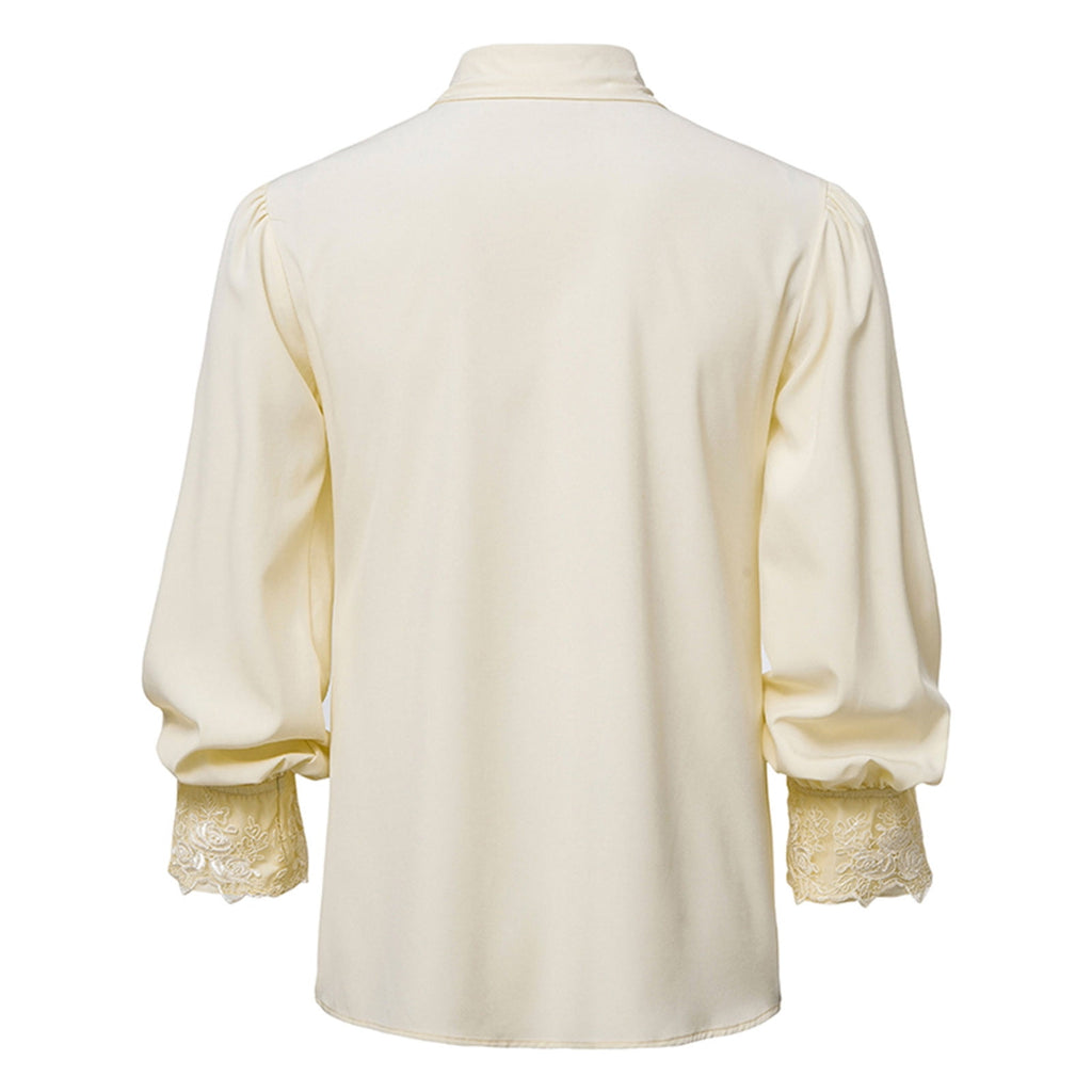 Men LYXSSBYX Mens Shirts Long Sleeve Pullover Stand Collar Ruffled Renaissance Shirt Steampunk Trumpet Sleeve Top