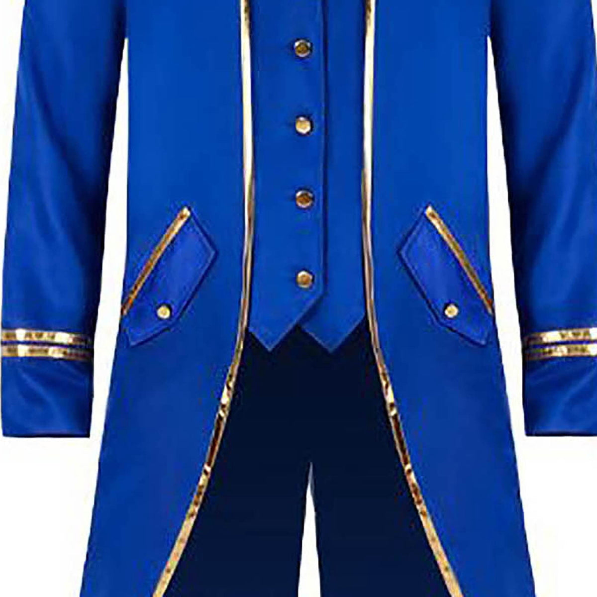 KeShDi Tuxedo Medieval Vintage Steampunk Gold Trimmed Gothic Retro Punk Style Steampunk Tailcoat Renaissance Pirate Warlock Frock Coat Halloween Men Costume Mid Length Tuxedo Costume Red L