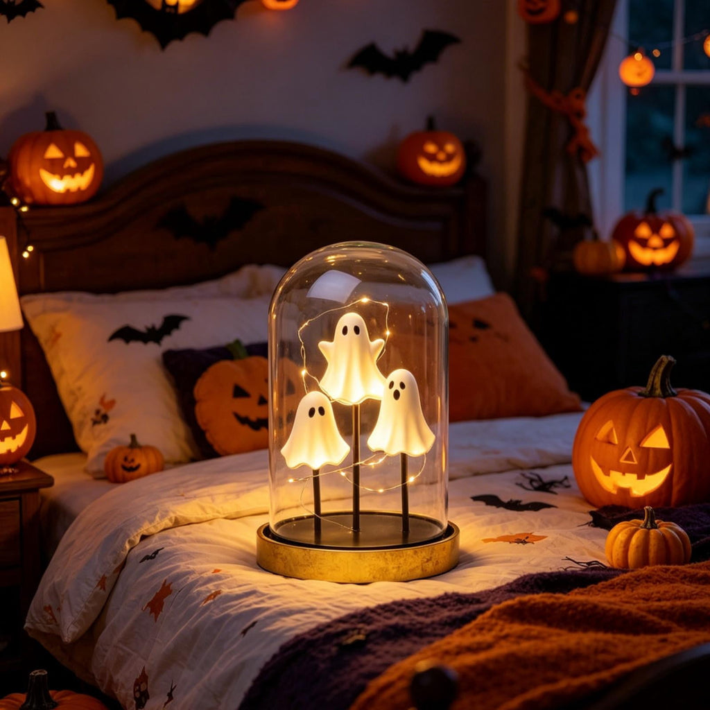 Clearance Halloween Ghost Bubble Bath Lamp, Cute Bathtub Ghost Night Lights for Halloween Decor, Reading Books Nightlight, Halloween Decorations for Indoor Readers & Book Lover Desk Home Party Gifts