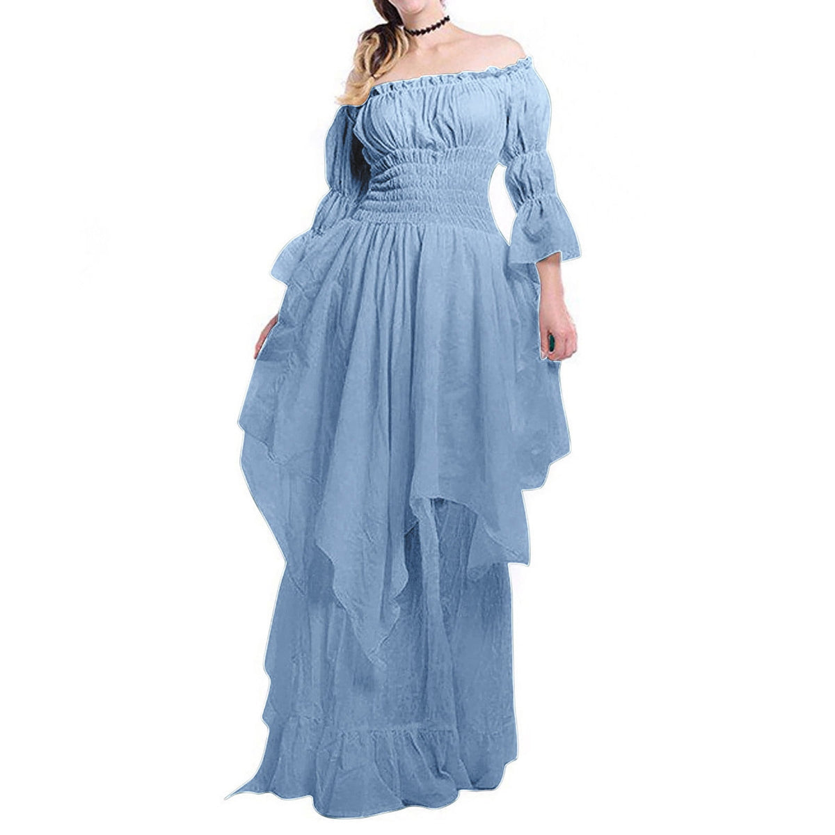 LYXSSBYX Maxi Dresses for Women Women's Long Sleeve Neck Dress Floor Length Cosplay Dress Plus Size Dress