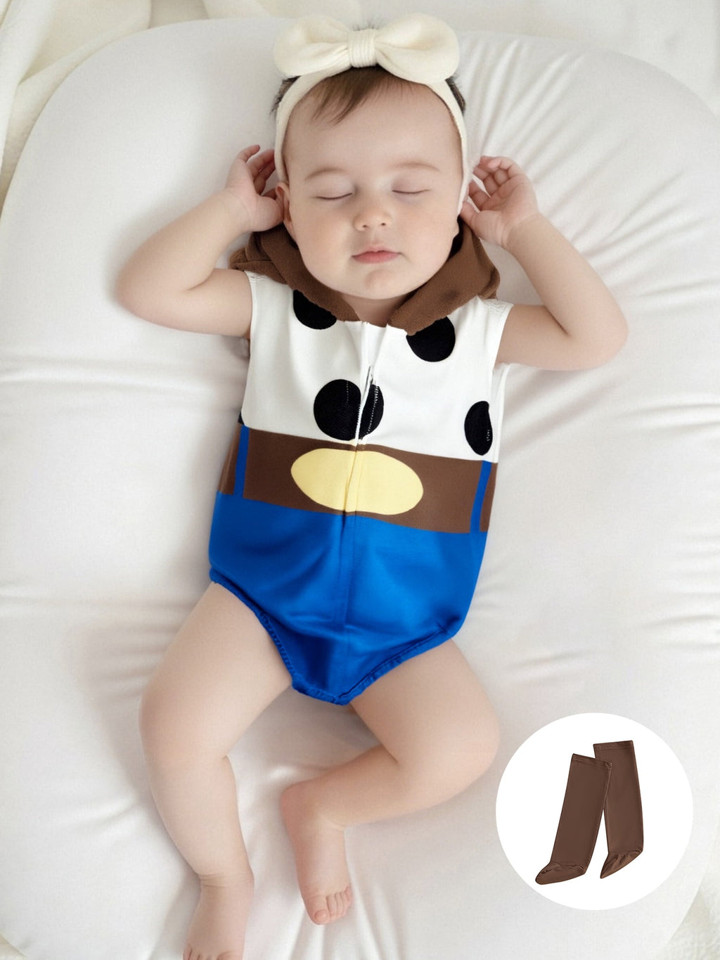 Cjfdfy Newborn Baby Boy Girl Halloween Animal Costume Infant Baby Fox Puppy Dog Frog Poached Egg Costume Fall Winter Sleeveless Hooded Zipper Romper Leg Warmers Set Toddler Halloween Cosplay Outfits