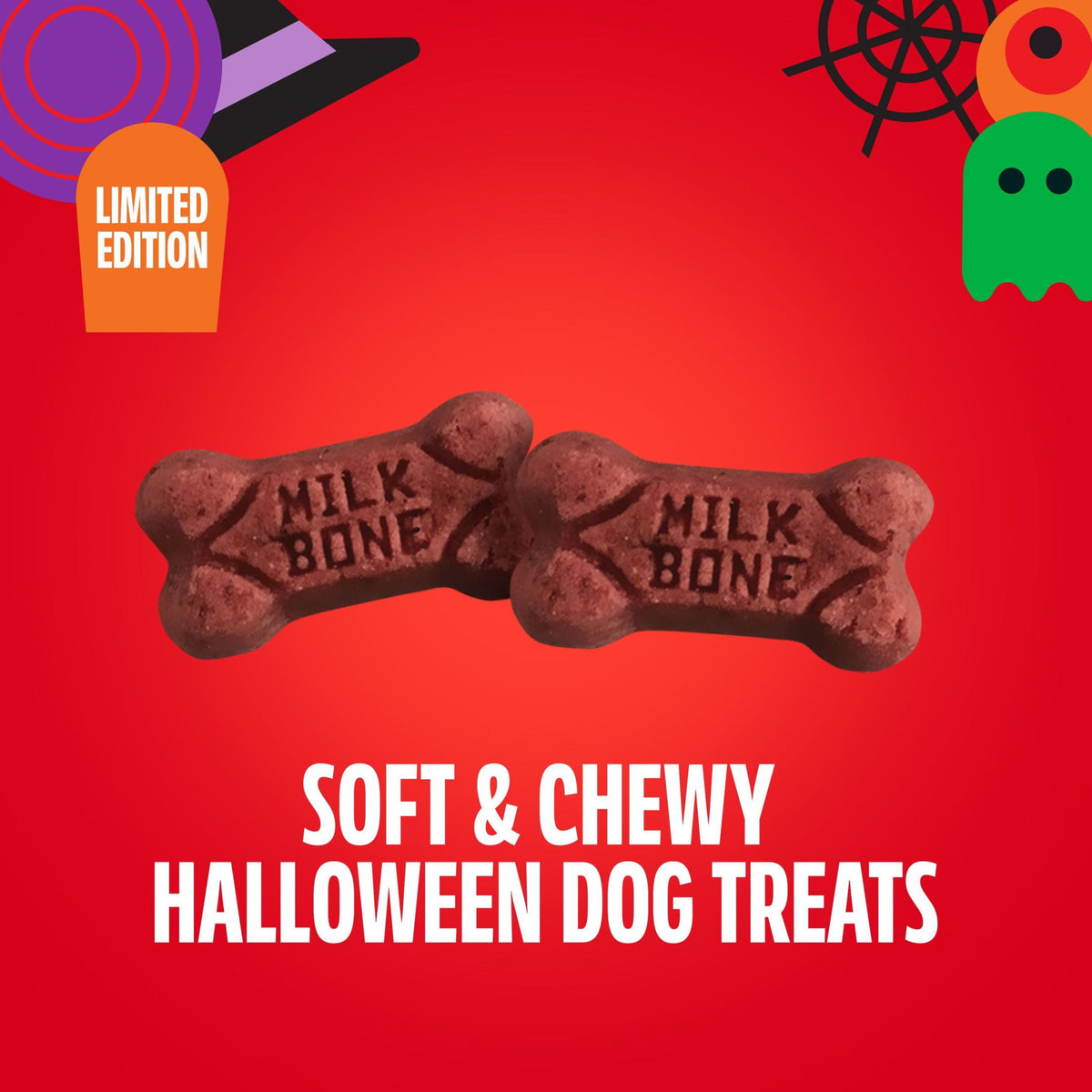 Milk Bone Soft & Chewy Mini’s Graveyard Bones, Halloween Dog Treats, Beef & Filet Mignon Recipe, 3.7 oz Bag