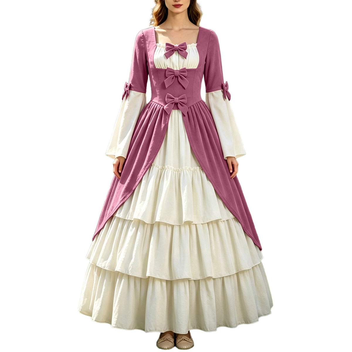 Gothic Dresses for Women Medieval Renaissance Halloween Costume Lace Up Corset High Low Ruffle Hem Square Neck Vintage Gown