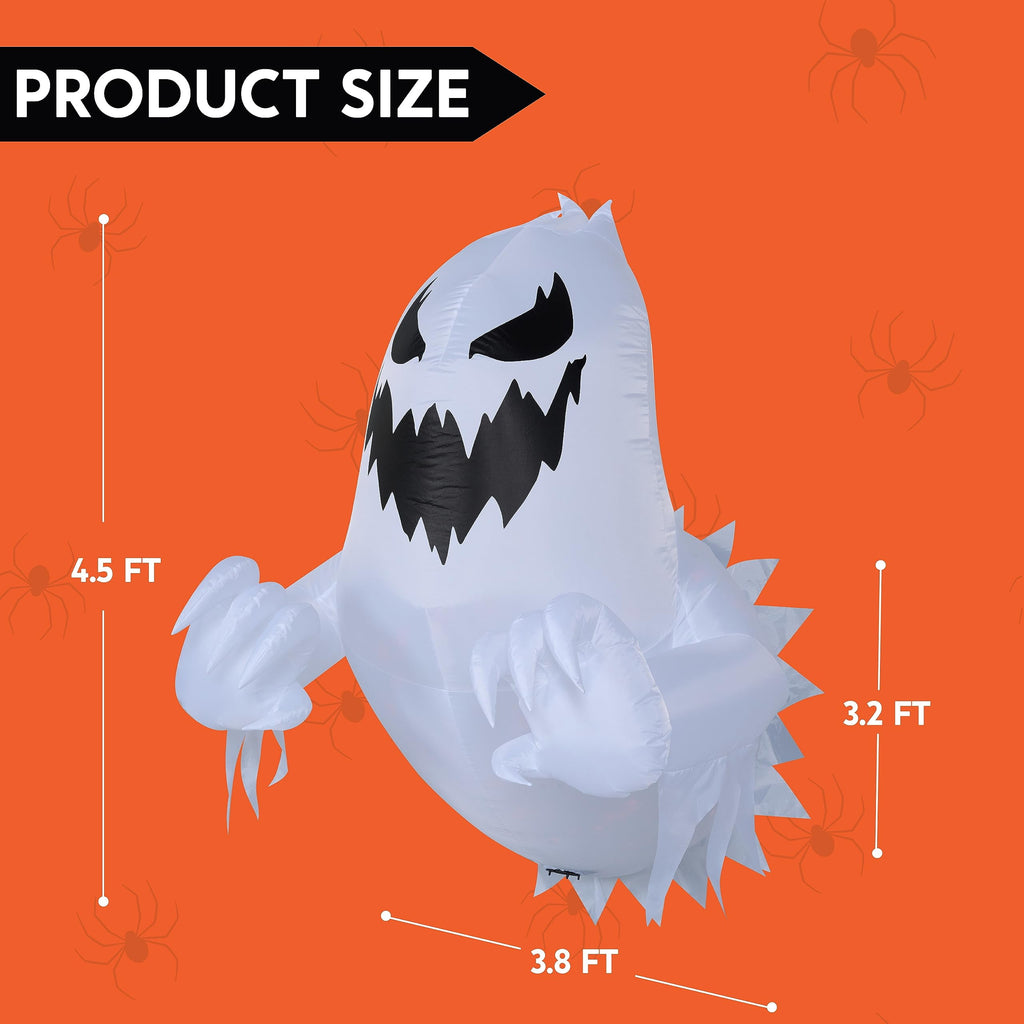Joyfy 4.5 FT Halloween Inflatable Decorations Outdoor Scary Flying Ghost Broke Out from Window with Built-in LED Blow Up Inflatable for Window Decoration Yard Garden Lawn Decor