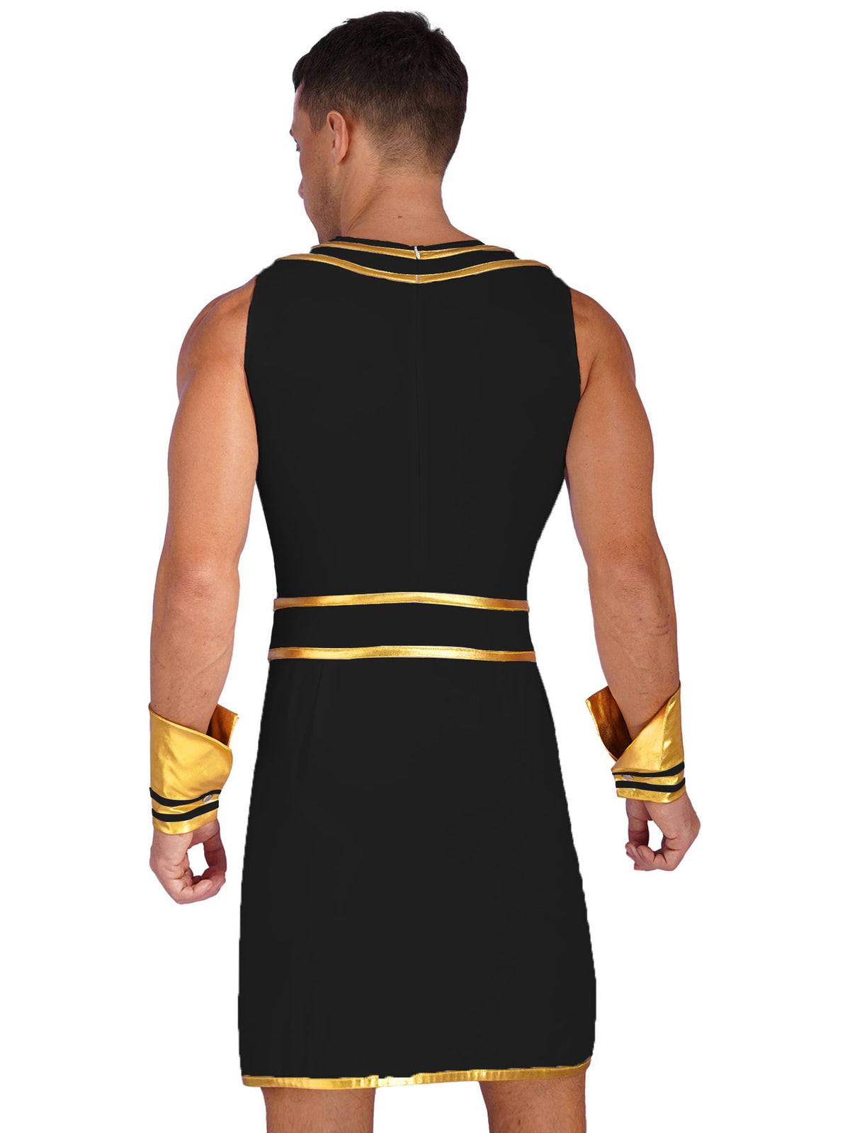 Haitryli Men's 3 Pieces Mr Toga Greek God Set Adult Party Toga Roman Dress with Wristband Blue 3XL