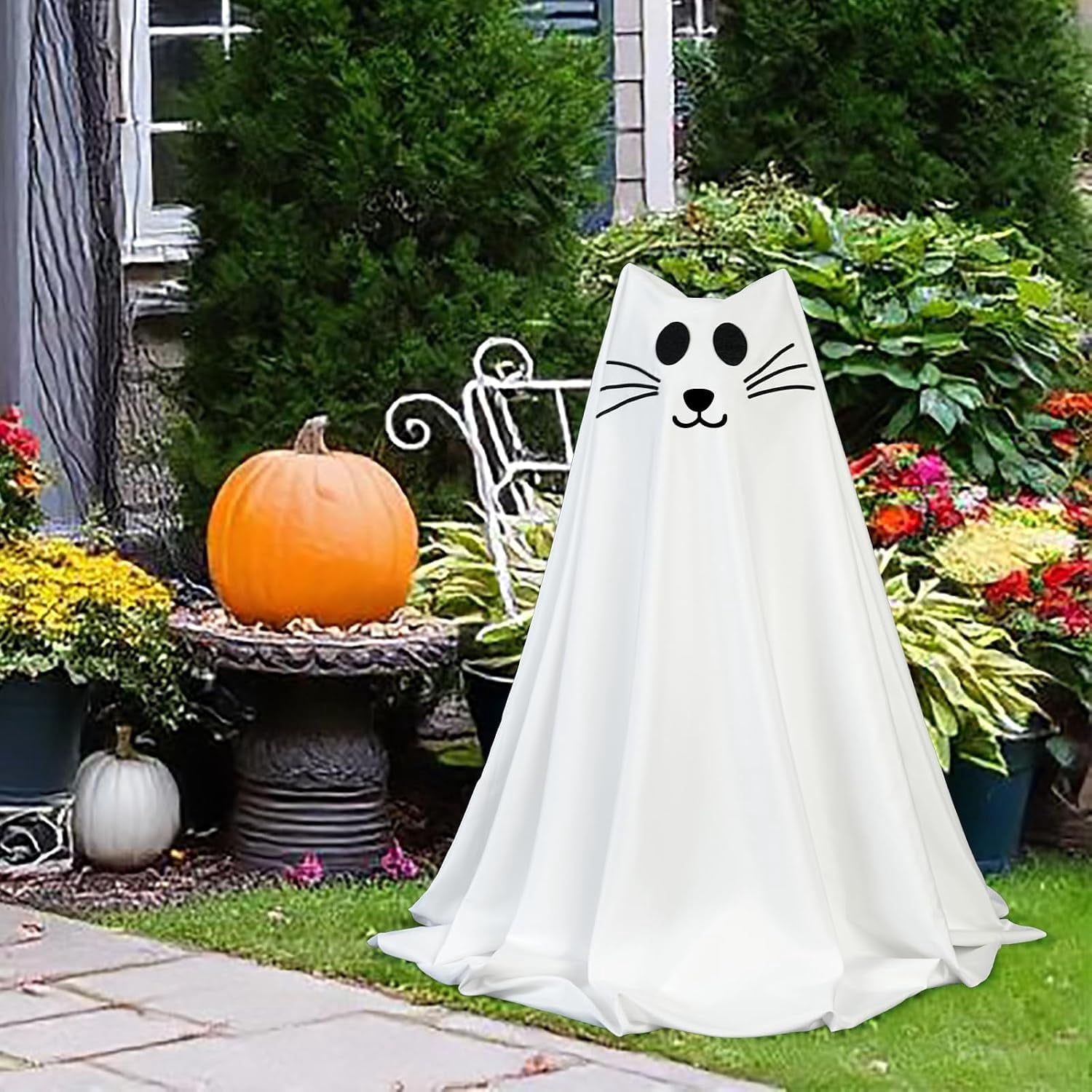 Halloween Decorations, 2 Pack 2.3 FT Light-Up Spooky Ghost Dog with 2 Sign | Halloween Ghost Dog Decorations Outdoor, Halloween Decorations Indoor, Remote Control Ghost Decor for Porch Yard Lawn Home