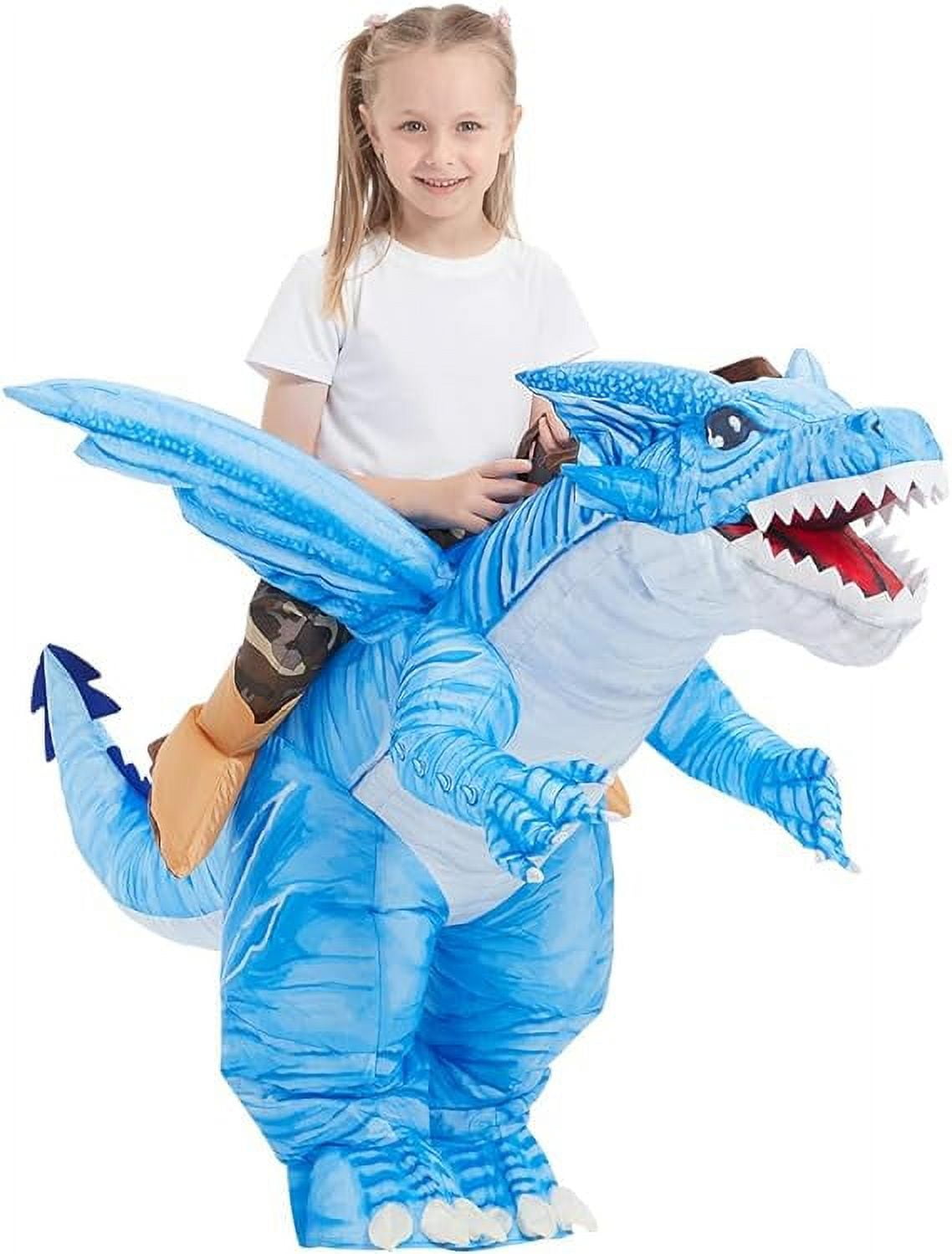 GOOSH Kids Inflatable Dinosaur Costume, Blow Up Dinosaur Costume Inflatable Dino Costume, Funny Halloween Costumes for Boys Girls Unisex Blow Up Costume for Halloween/Party/Cosplay