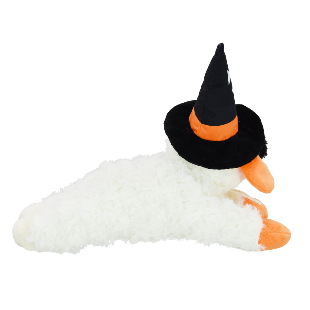 Multipet Halloween Lamb Chop Plush Dog Toy with Witch Hat, Squeaky Holiday Pet Toy