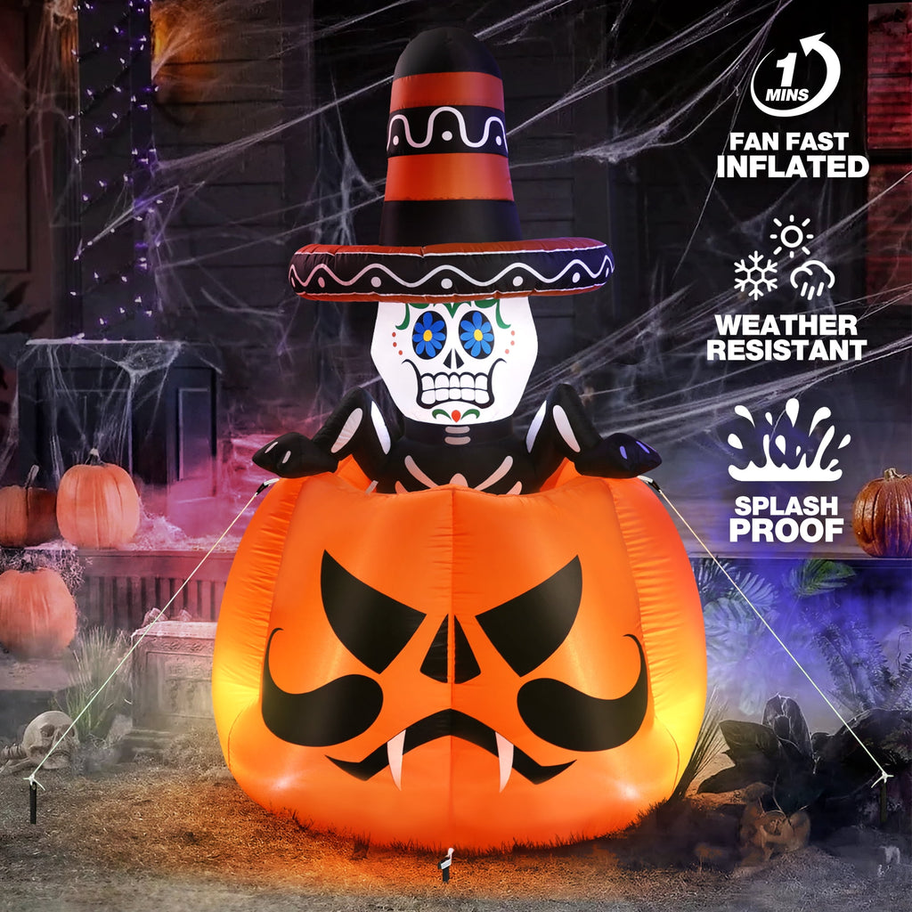 Ayieyill 6FT Halloween Festive Pumpkin Inflatable Decor, Blow Up Ornament for Indoor Outdoor Garden Lawn Yard Halloween Holiday Decoration