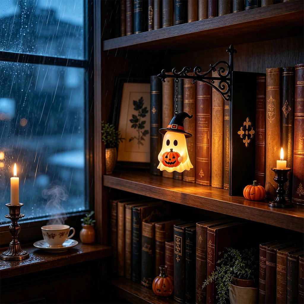 Halloween Ghost Library Lantern Decorative Bookshelf Lighting, Reading Book Shelf Lights for Study Reading Corner Home Library Gift for Book Lovers Bookworms