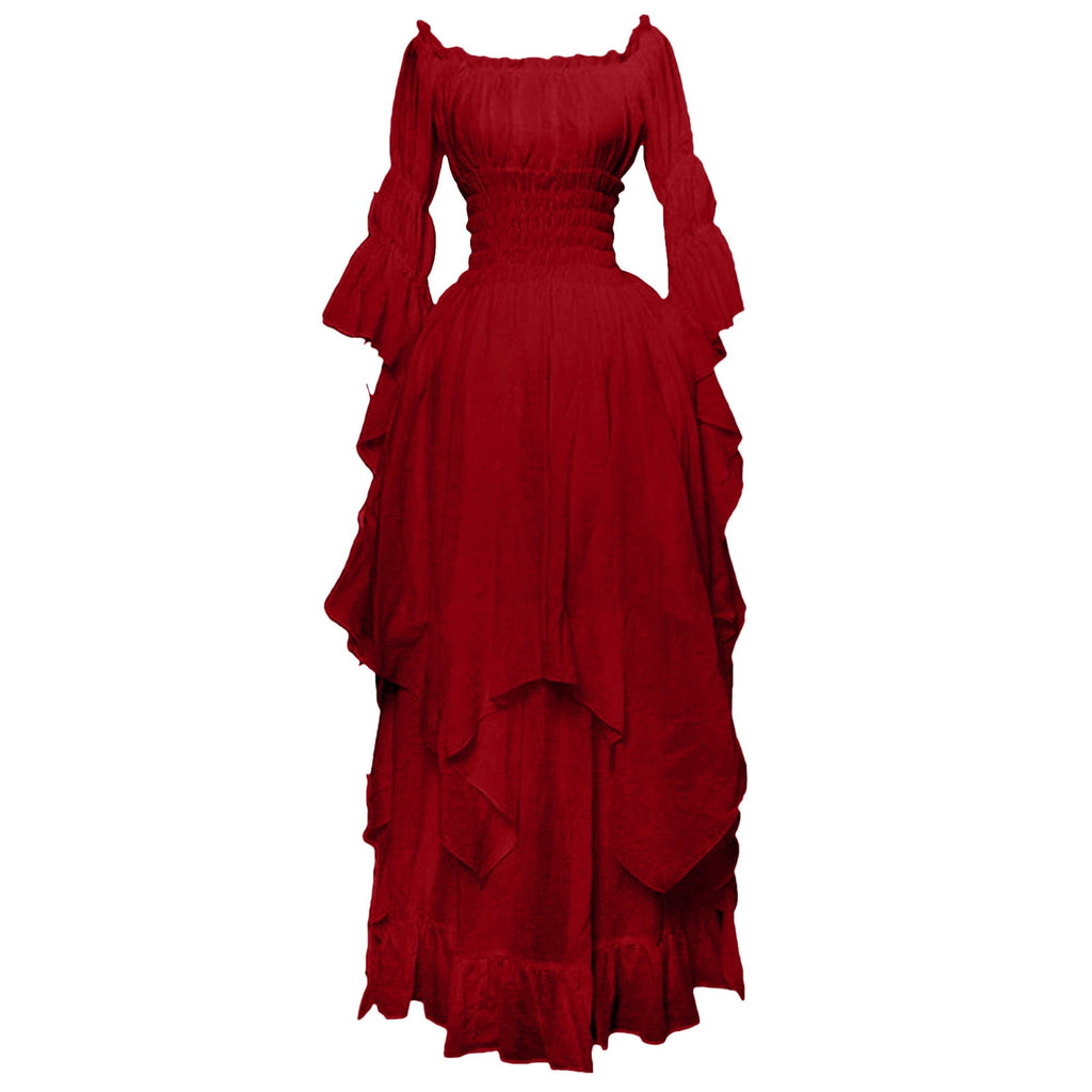 LYXSSBYX Maxi Dresses for Women Women's Long Sleeve Neck Dress Floor Length Cosplay Dress Plus Size Dress