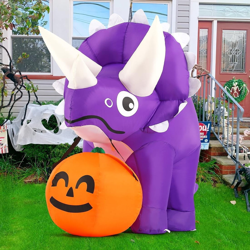 GOOSH Halloween Inflatable 5 FT Halloween Dinosaur Inflatable, Inflatable Halloween Dinosaur Halloween Dinosaur Decorations with LED Lights, Halloween Decorations Inflatables Clearance for Holiday