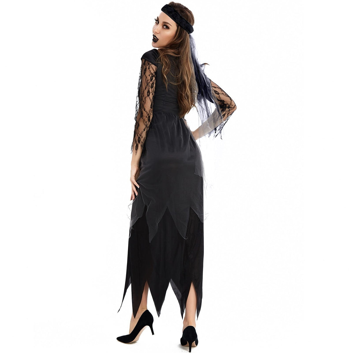 Halloween Witch Costume Women, Classic Retro Witch Costumes for Women Halloween Fancy Dress Witch Dress Black XXL