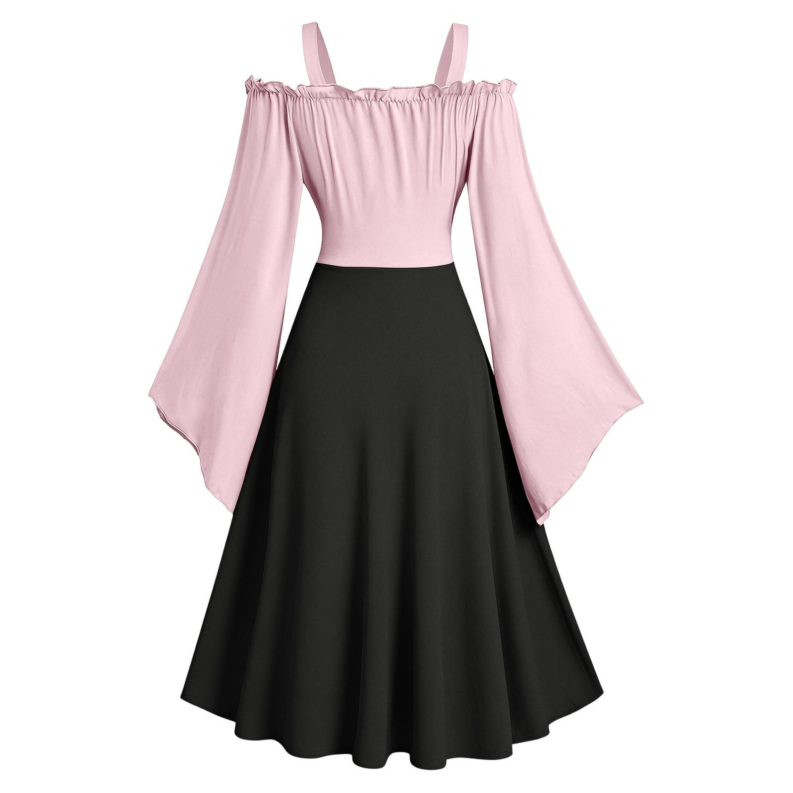 Gothic Dresses for Women Medieval Renaissance Halloween Costume Lace Up Corset High Low Ruffle Hem Square Neck Vintage Gown