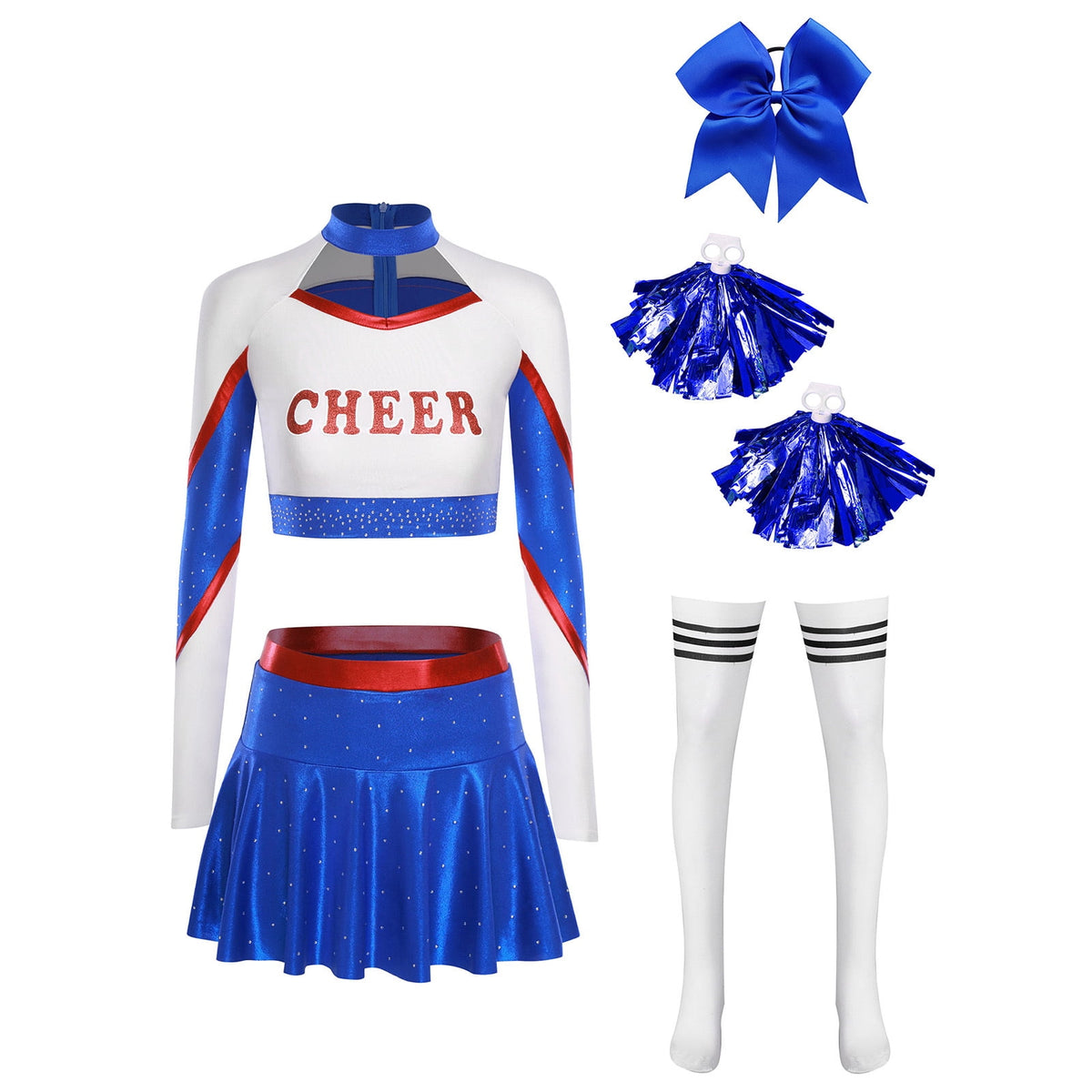 iiniim Womens Cheer Leader Costumes Set Schoolgirl Cheerleading Cosplay Halloween Party Uniform Purple XL