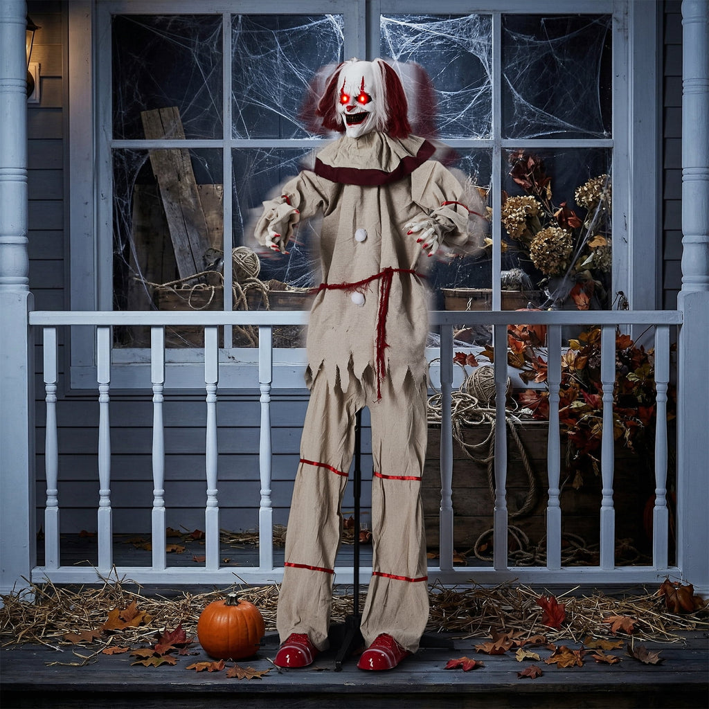 Ktaxon 5.7ft Clown Animated Animatronic Decoration Creepy Halloween w/ Pre-Recorded Screaming