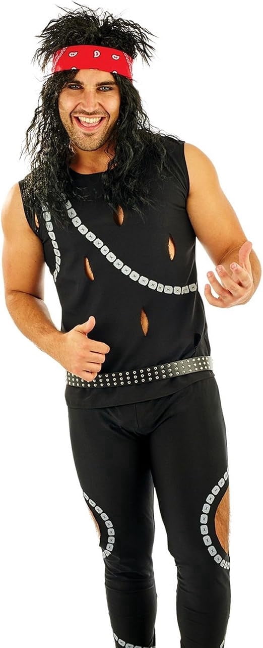Fun Shack Mens 80s Glam Rocker Costume Adult Rockstar Rock Punk Star Fancy Dress Halloween Black XL