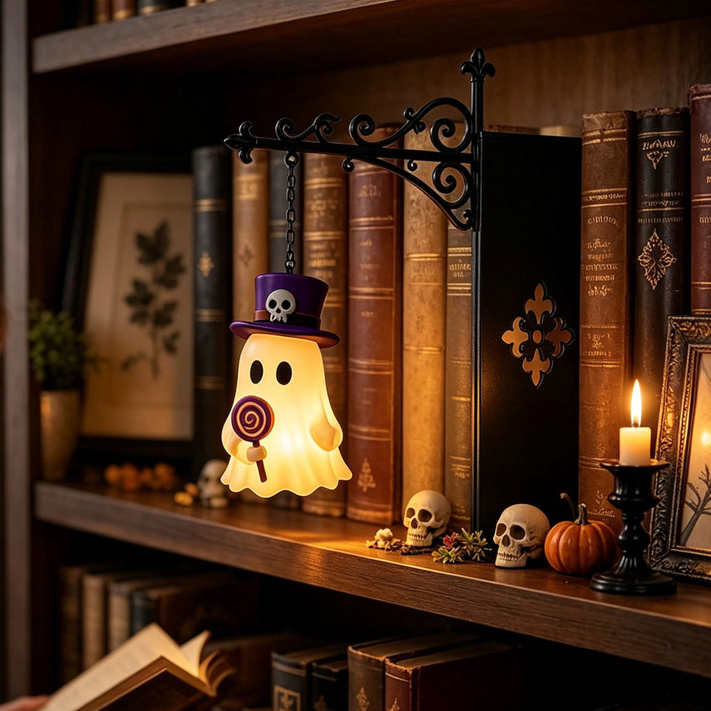 Halloween Ghost Library Lantern Decorative Bookshelf Lighting, Reading Book Shelf Lights for Study Reading Corner Home Library Gift for Book Lovers Bookworms
