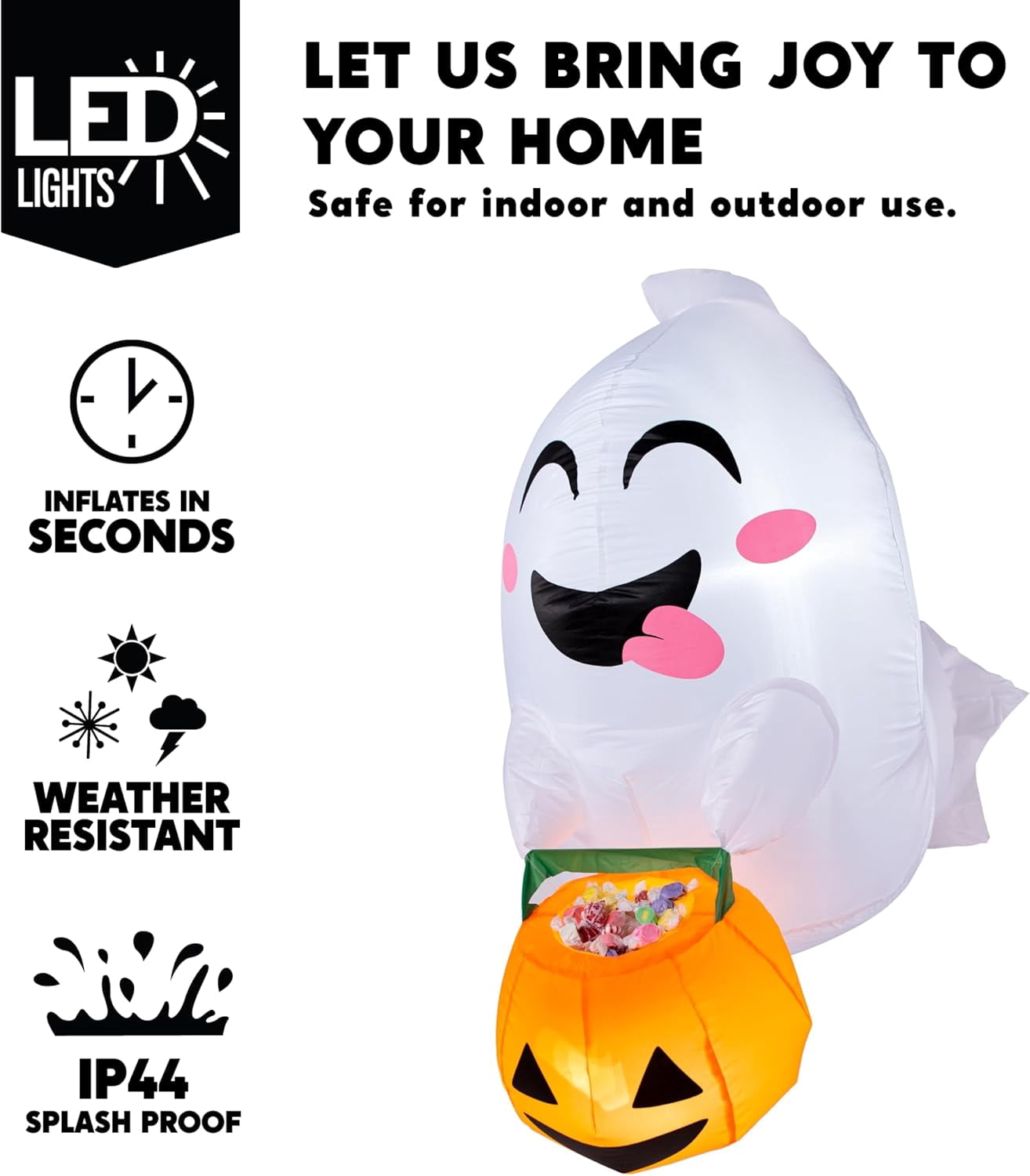 Joyfy 4.5 FT Halloween Inflatable Decorations Outdoor Scary Flying Ghost Broke Out from Window with Built-in LED Blow Up Inflatable for Window Decoration Yard Garden Lawn Decor