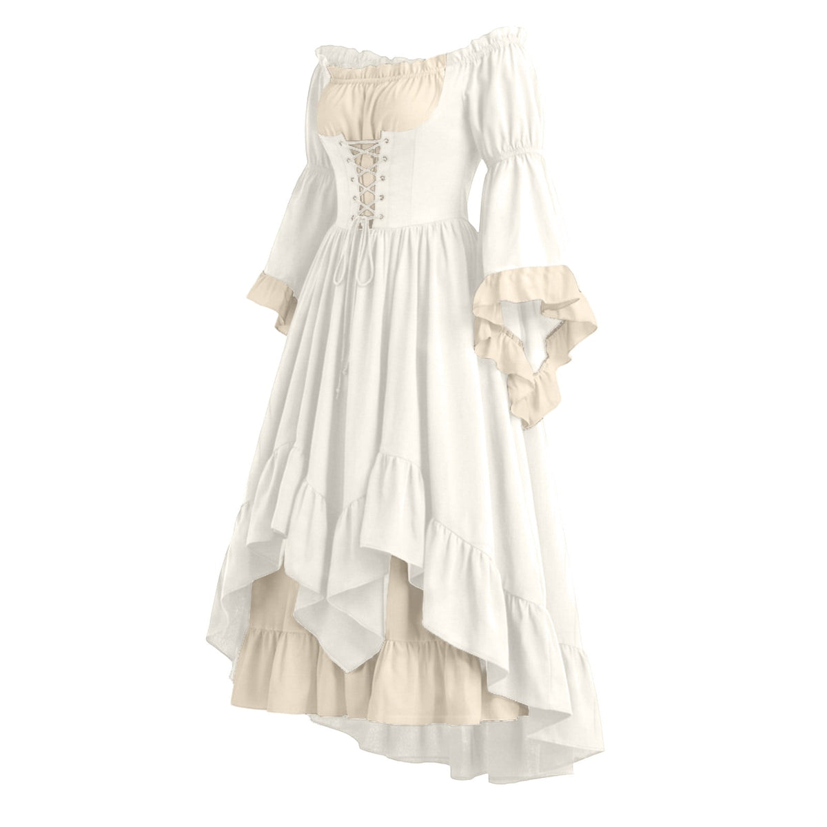 Anmrize Full Length Halloween Dress, Renaissance Faire Outfit, Women Medieval Victorian Gown, Off Shoulder Renaissance Dress, Womens's Medieval Renaissance Costume Cosplay Over Dress, White S