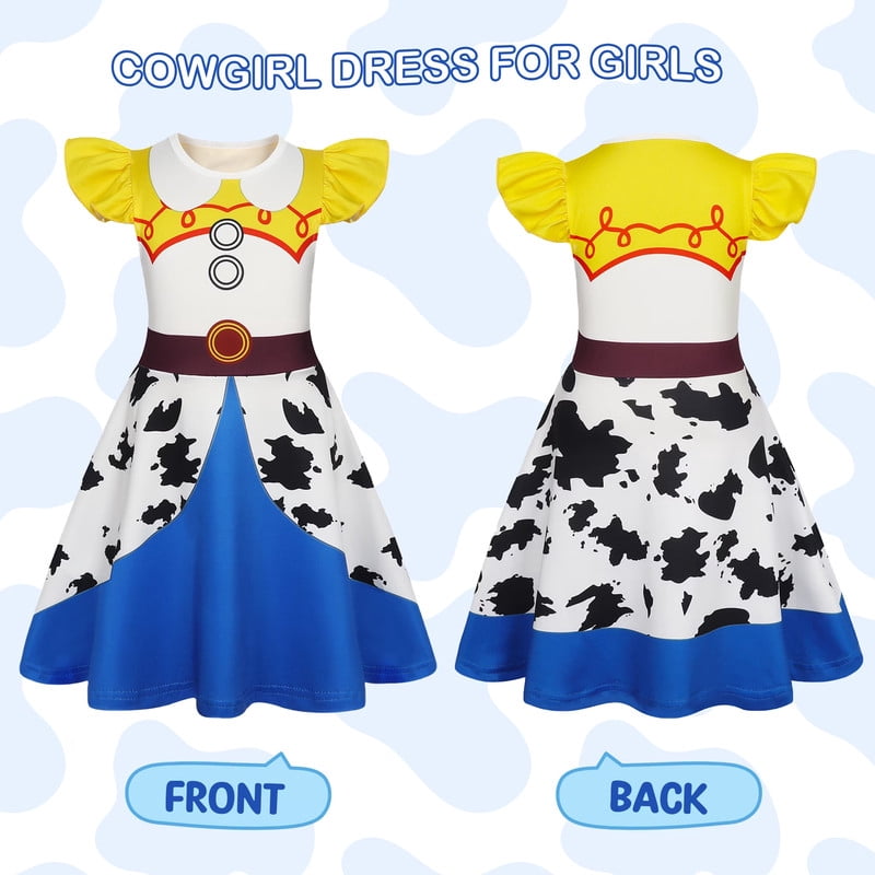 Benylion Girls Cowgirl Costume Summer Dress Toddler Princess Dress up for Kids Birthday Outfits Halloween Role Play Clothes for 3-4 Years