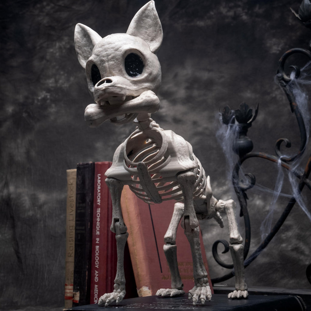 Joyfy 9.8 Inch Halloween Skeleton Dog Skeleton Halloween Decor,Pose-N-Stay Plastic Skeleton Bones with Posable Joints for Hallowmas Decoration Outdoor Haunted House Party