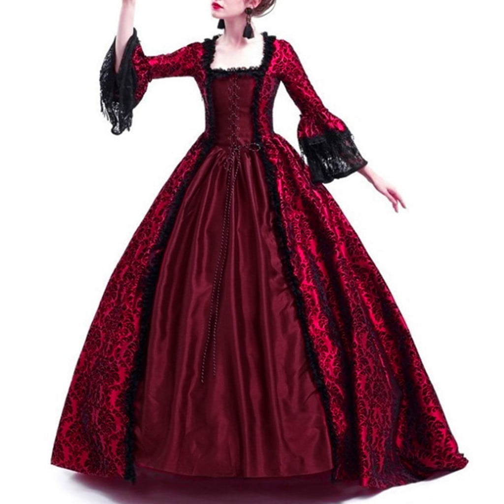 UPPADA Plus Size Victorian Dress for Women Lace Up Flare Sleeve Ball Gown with Corset Evening Party Maxi Gowns Vintage Cocktail Dress Wedding Dresses Early