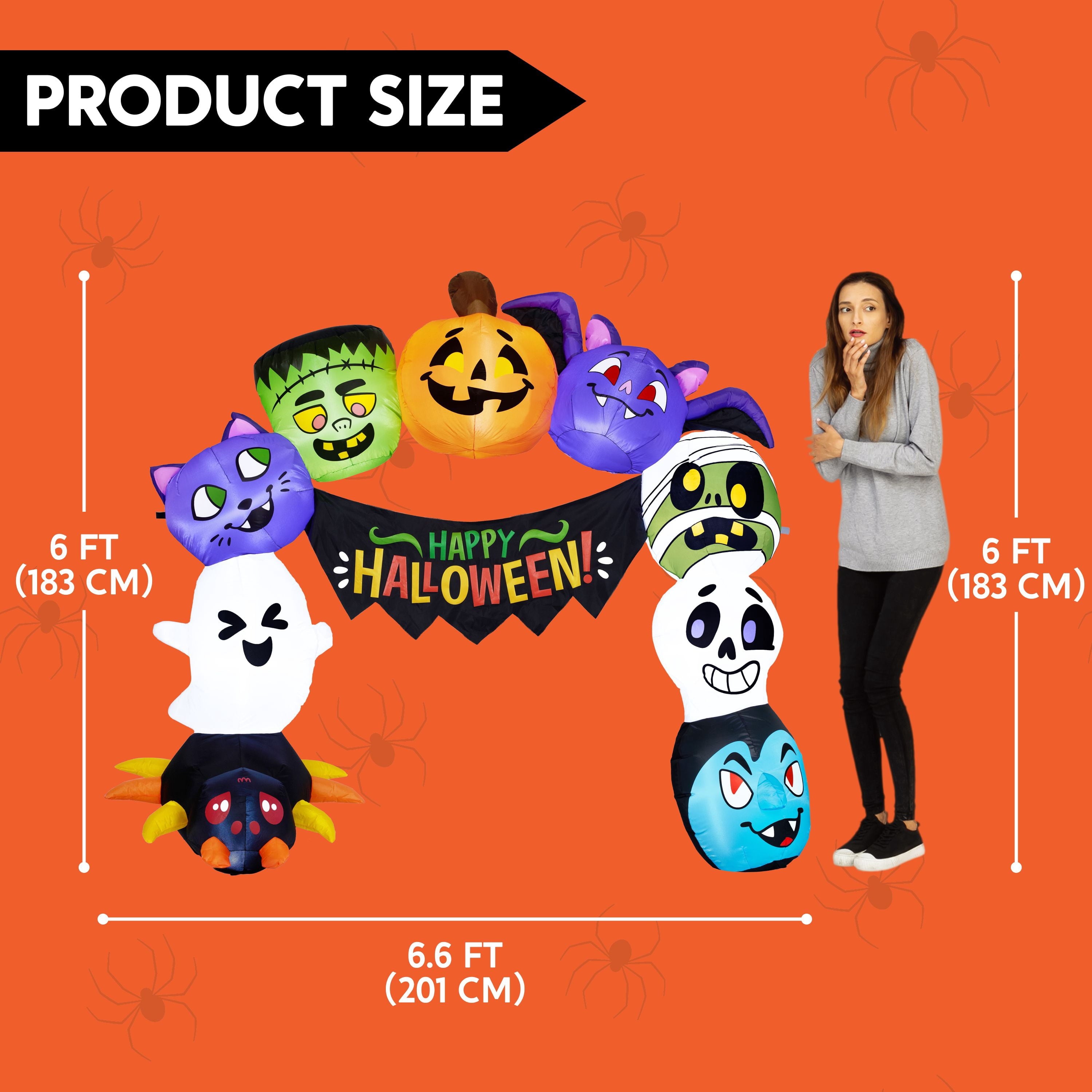 Joyfy 6 FT Halloween Inflatable Haunted Castle Decoration,Trunk or Treat Car Decorations Kit Ghost and Pumpkin with Built-in LED Light for Halloween Party Indoor,Outdoor,Yard,Garden Decor