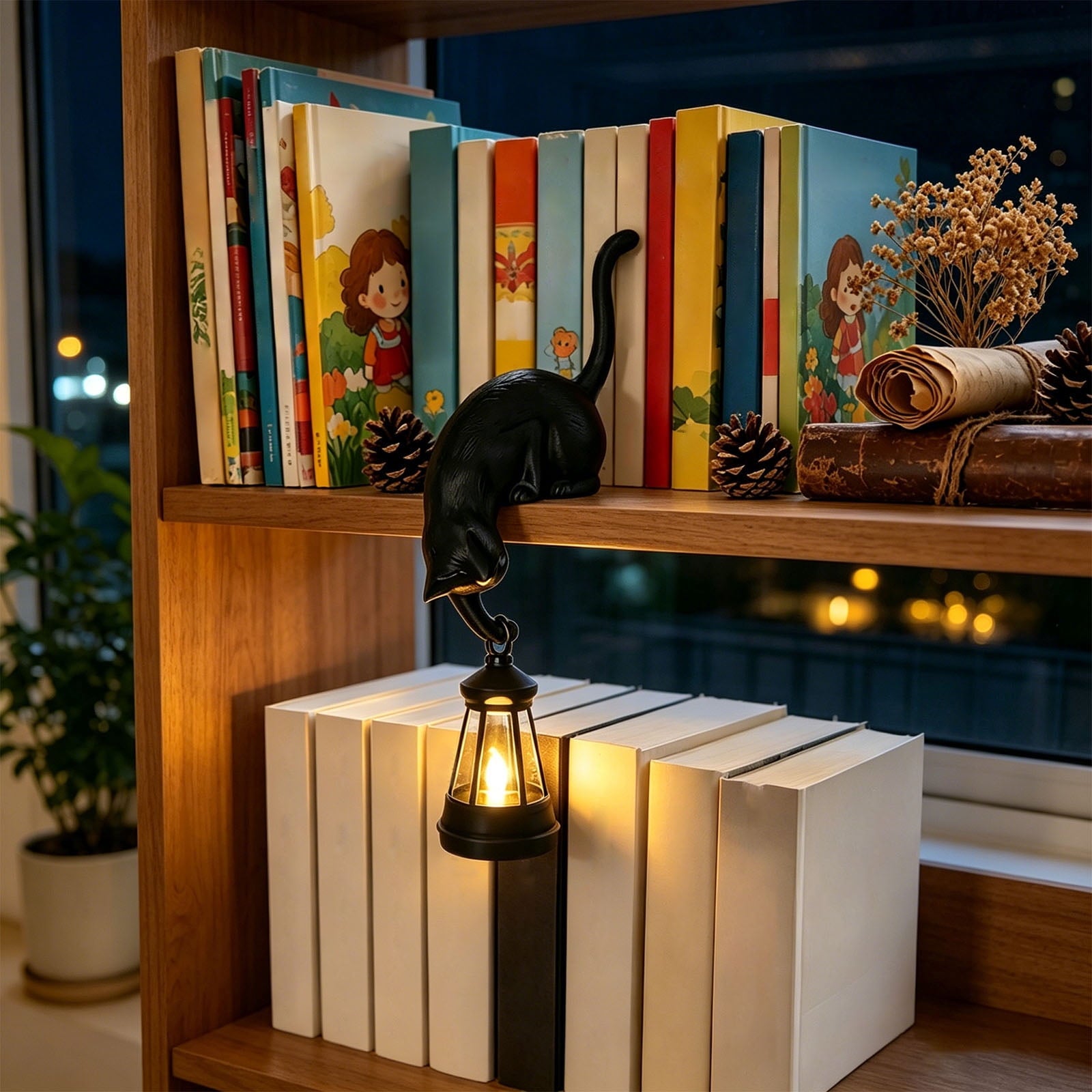 Halloween Ghost Library Lantern Decorative Bookshelf Lighting, Reading Book Shelf Lights for Study Reading Corner Home Library Gift for Book Lovers Bookworms