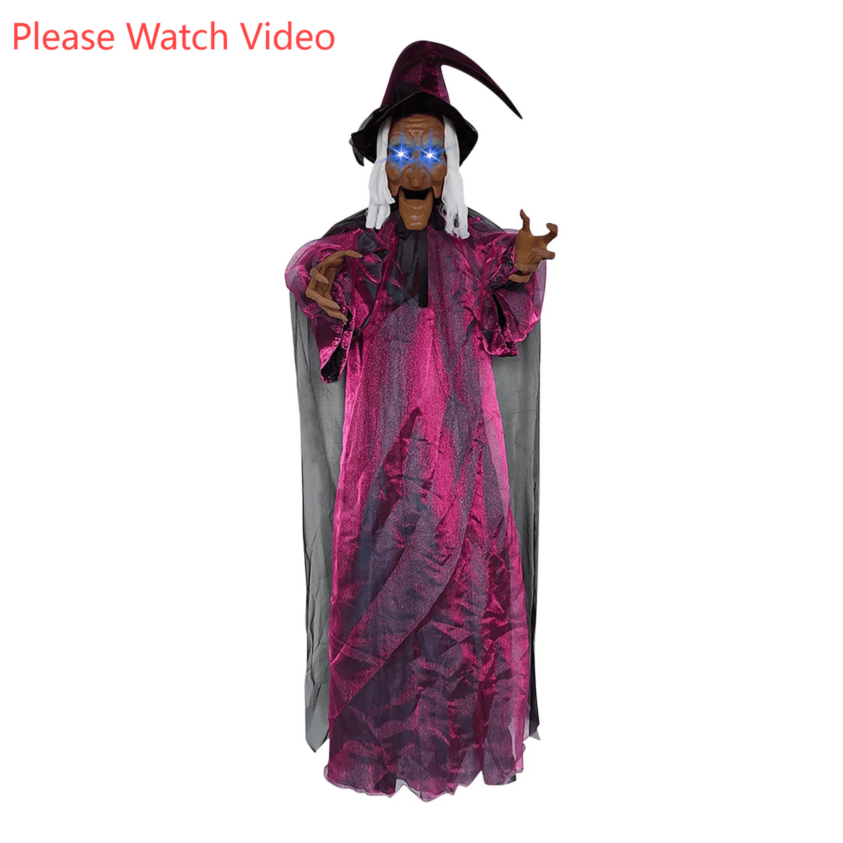 Halloween Animatronics Witch Clearance, Voice Activated Purple Escape Haunt Halloween House Décor & Fright Fest Prop, Life Size Animated Halloween Decoration Outdoor