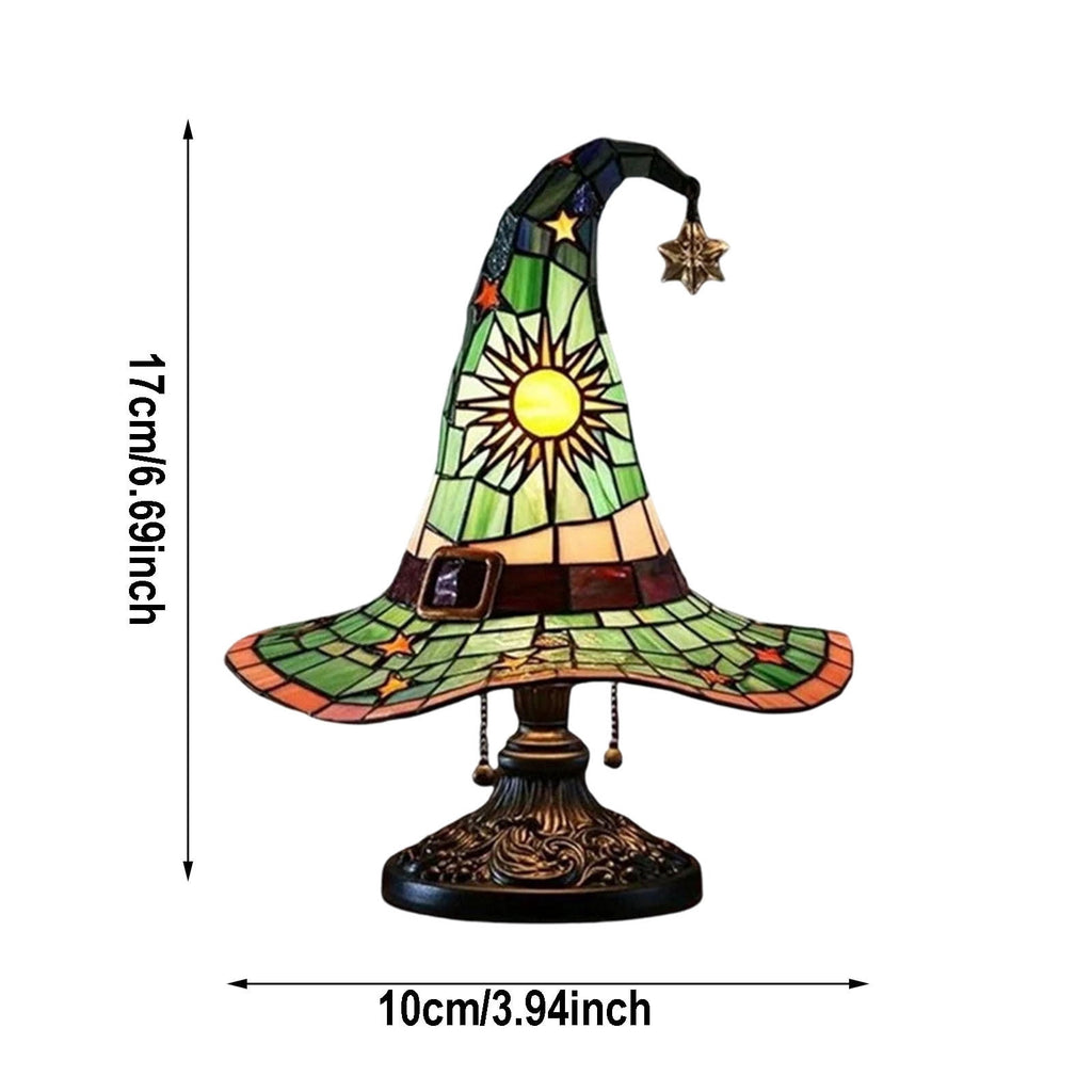 Clearance Halloween Table Lamp Decorations, Witch Hat Lamp Gifts - Handcrafted Retro Resin Witch Lamp, USB Powered Gothic Wizard Hats Night Light, Home Decor Accent Lamps for Bedroom