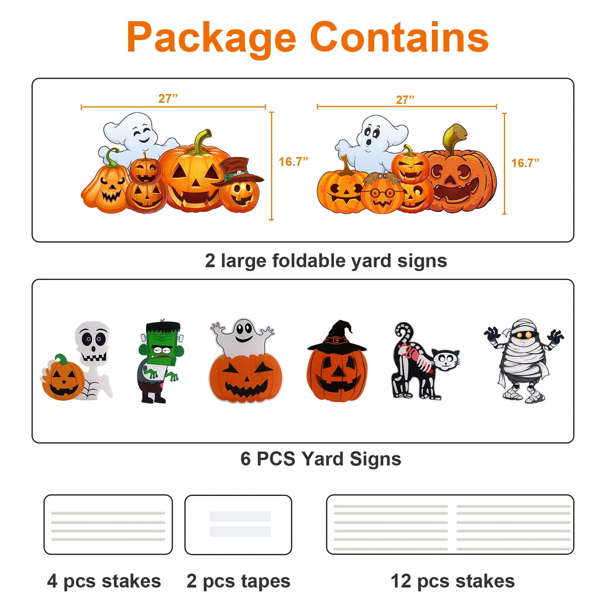 2Sets Halloween Yard Lawn Stakes Cute Pumpkin Yard Sign Vintage for Halloween Garden Decorations Outdoor