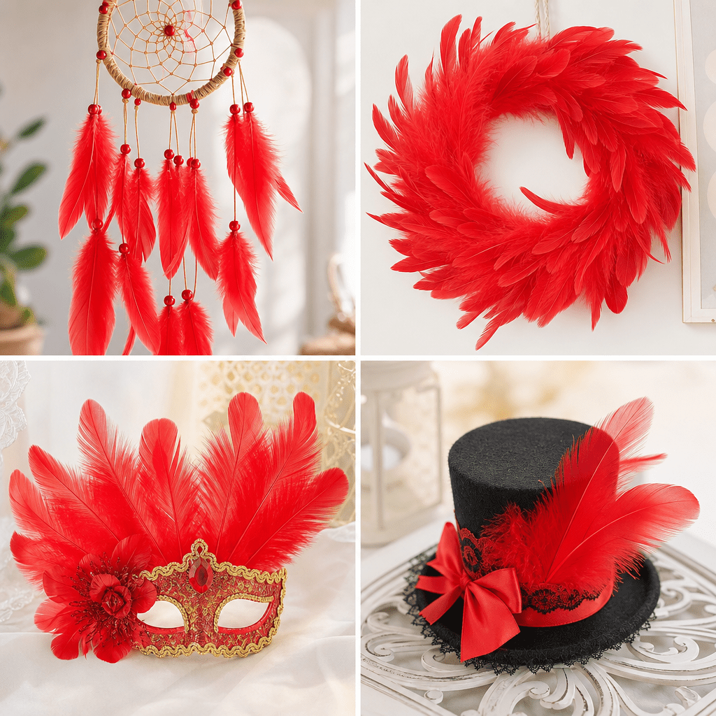 600PCS Red Feathers, 3-4.7 inch Feathers Bulk for DIY Crafts Wedding Halloween Costume Party Decorations Dream Catcher Supplies