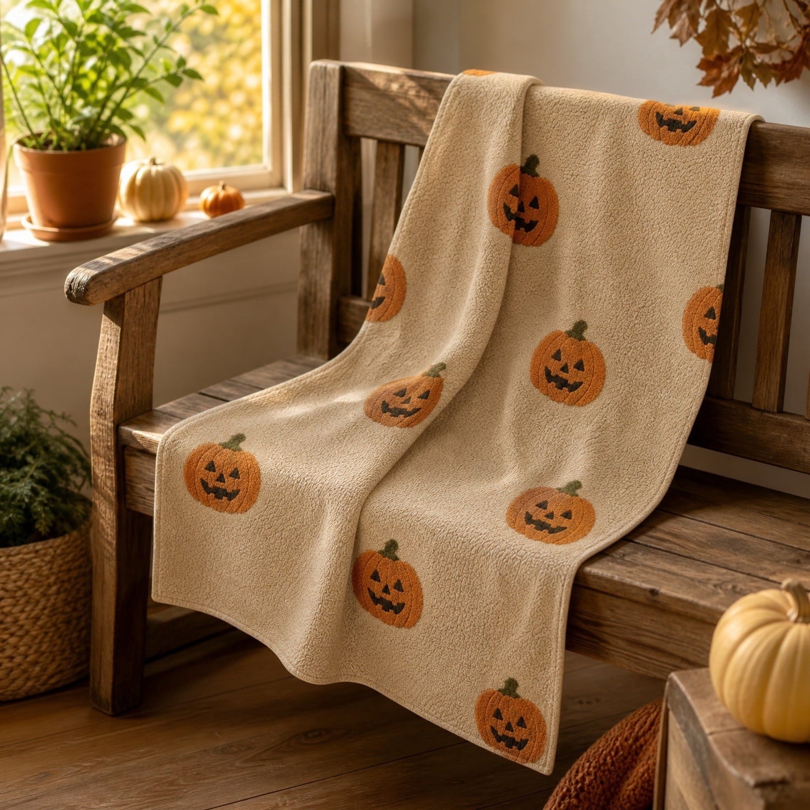 Guvpev Halloween Flannel Throw Blanket, 39.4" x 27.6" Soft Plush 3D Pumpkin Printed Decorative Blanket for Couch, Bed, Travel, Living Room, Cozy Fall Holiday Home Accent