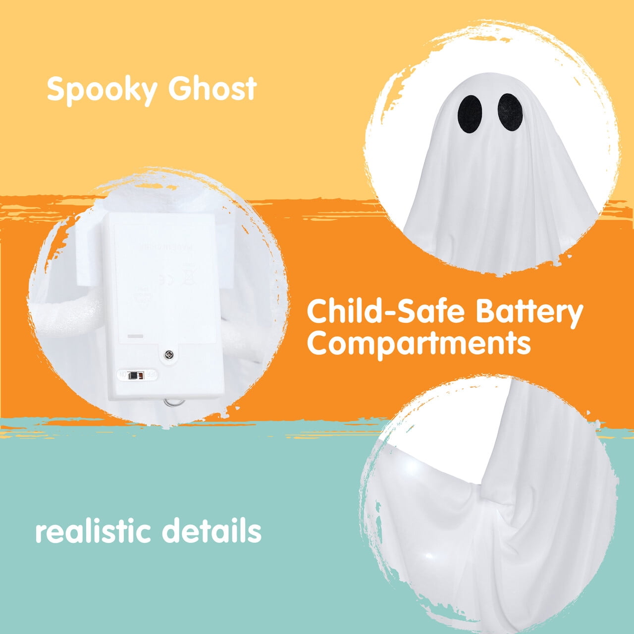 Joyfy 47" Halloween Hanging Light up Ghost Decorations Outdoor,White Ghosts with Blue LED Light and Timer Halloween Hanging Decoration Waterproof for Front Yard Patio Lawn