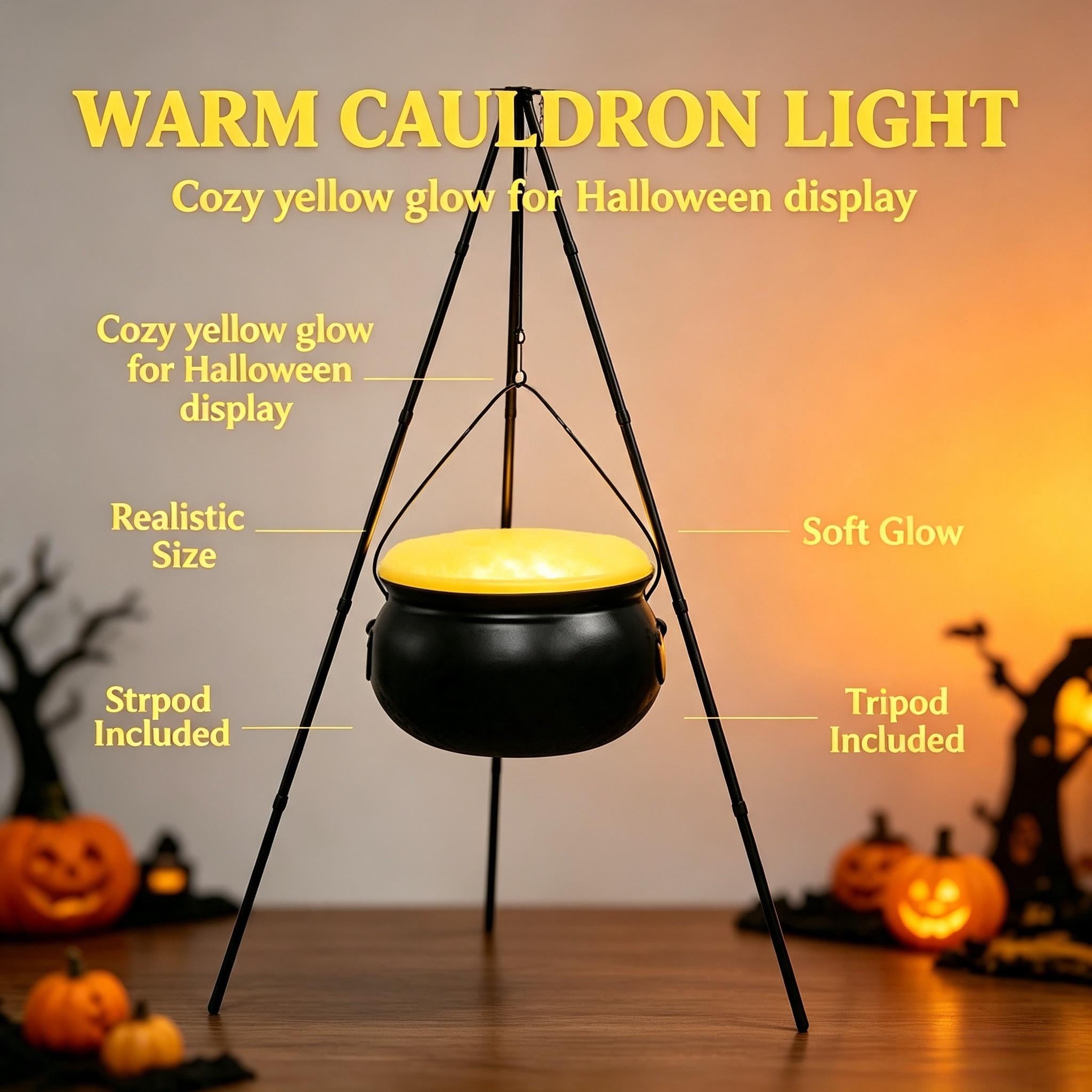 Muecwrye Halloween Decorations Outdoor, Halloween Clearance! Halloween Witches Cauldron with Lights, DIY Bubbling Cauldron Set Decor for Home Porch Outside, Halloween Party Supplies( Without Tripod)