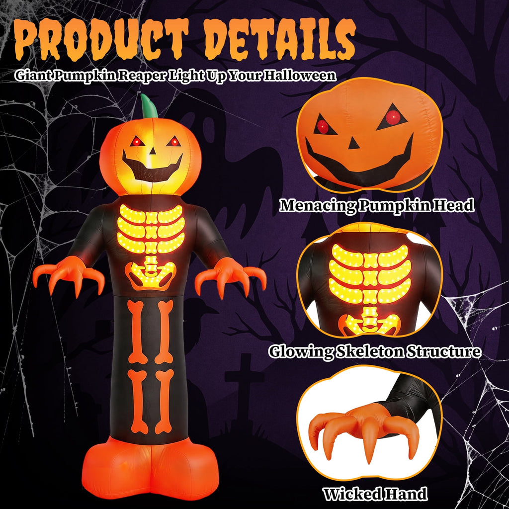 Zimtown Zimtown 12 FT Halloween Inflatable Pumpkin with 3D Glowing Skeleton Chest