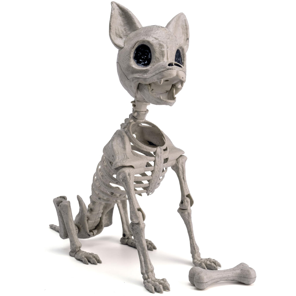 Joyfy 9.8 Inch Halloween Skeleton Dog Skeleton Halloween Decor,Pose-N-Stay Plastic Skeleton Bones with Posable Joints for Hallowmas Decoration Outdoor Haunted House Party
